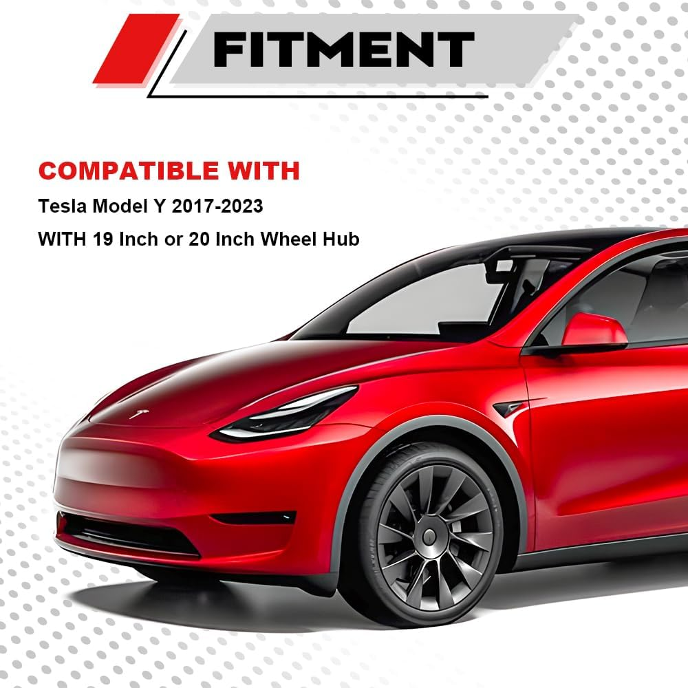 MIKODA Caliper Covers for Tesla Model Y 19" 20", 19In 20In Wheel Hub Front and Rear Brake Caliper Covers Compatible with Tesla Model Y 2017-2023 (Red) image number 4