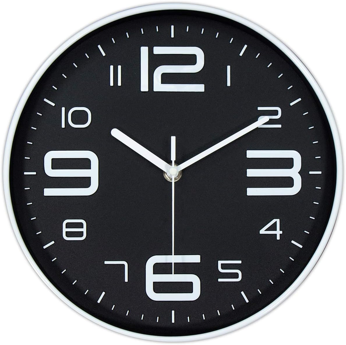 (Black) - 45Min 25Cm 3D Digital Dial Face Modern Wall Clock, Silent Non-Ticking round Home Decor Wall Clock with Arabic Numerals, 5 Colours(Black)