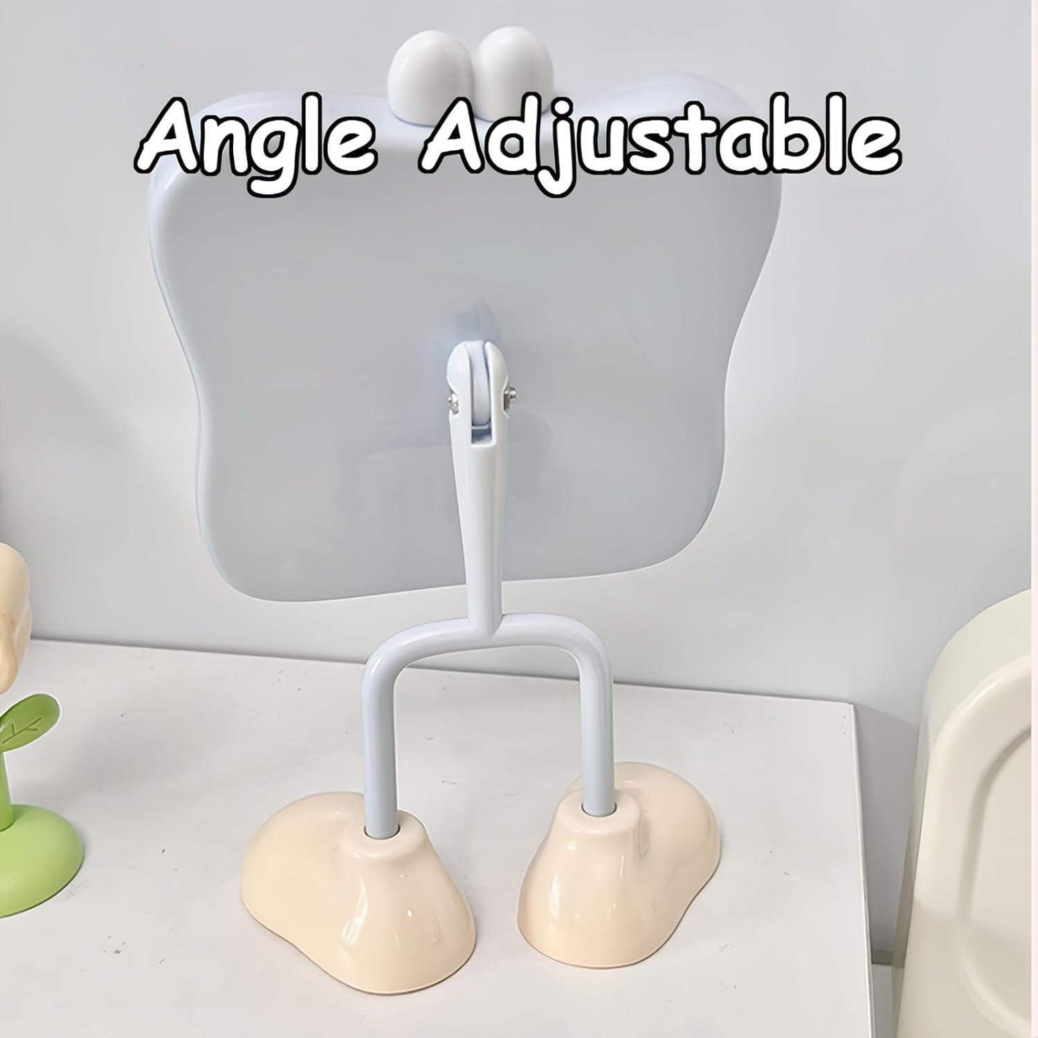 Taoluwin Makeup Mirror, Cute Adjustable Tabletop Vanity Mirror with HD Glass, Sturdy Base, Portable Mirror for Bedroom, Dorm & Travel (Pink) - Beige image number 2