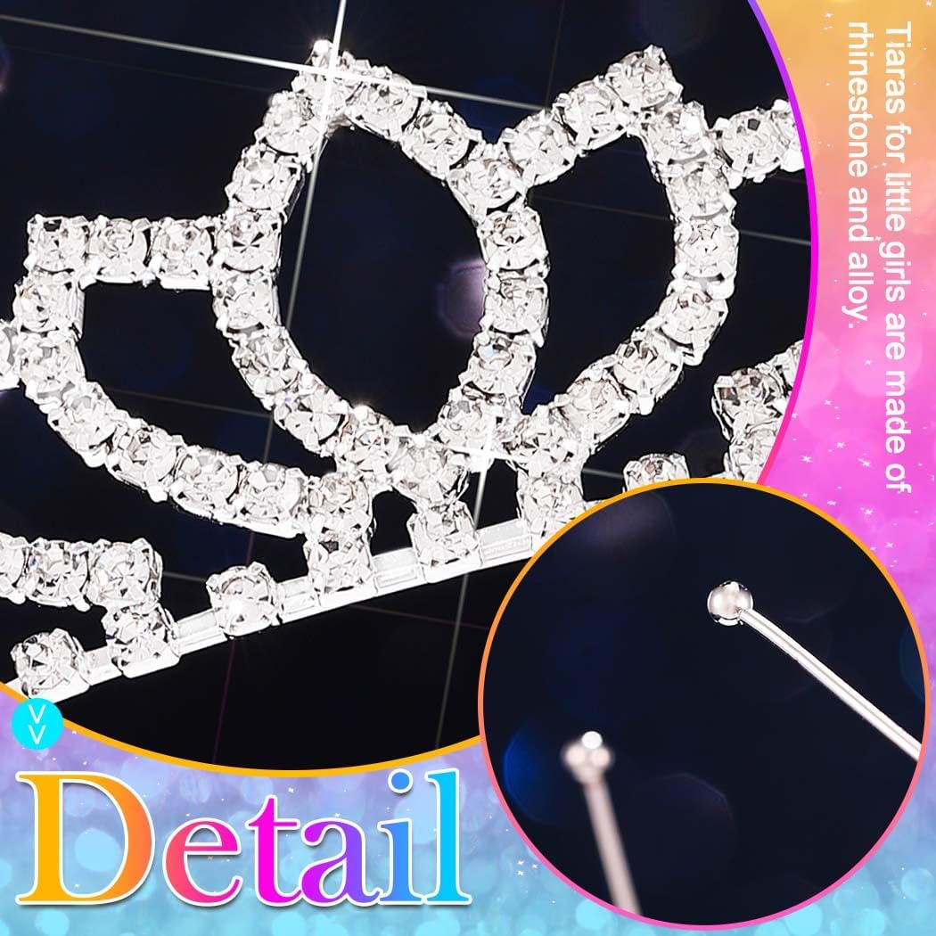 Kilshye Silver Girls Crowns Princess Tiaras Rhinestone Wedding Tiara Birthday Prom Crown Hair Accessories for Girl and Women - B image number 4