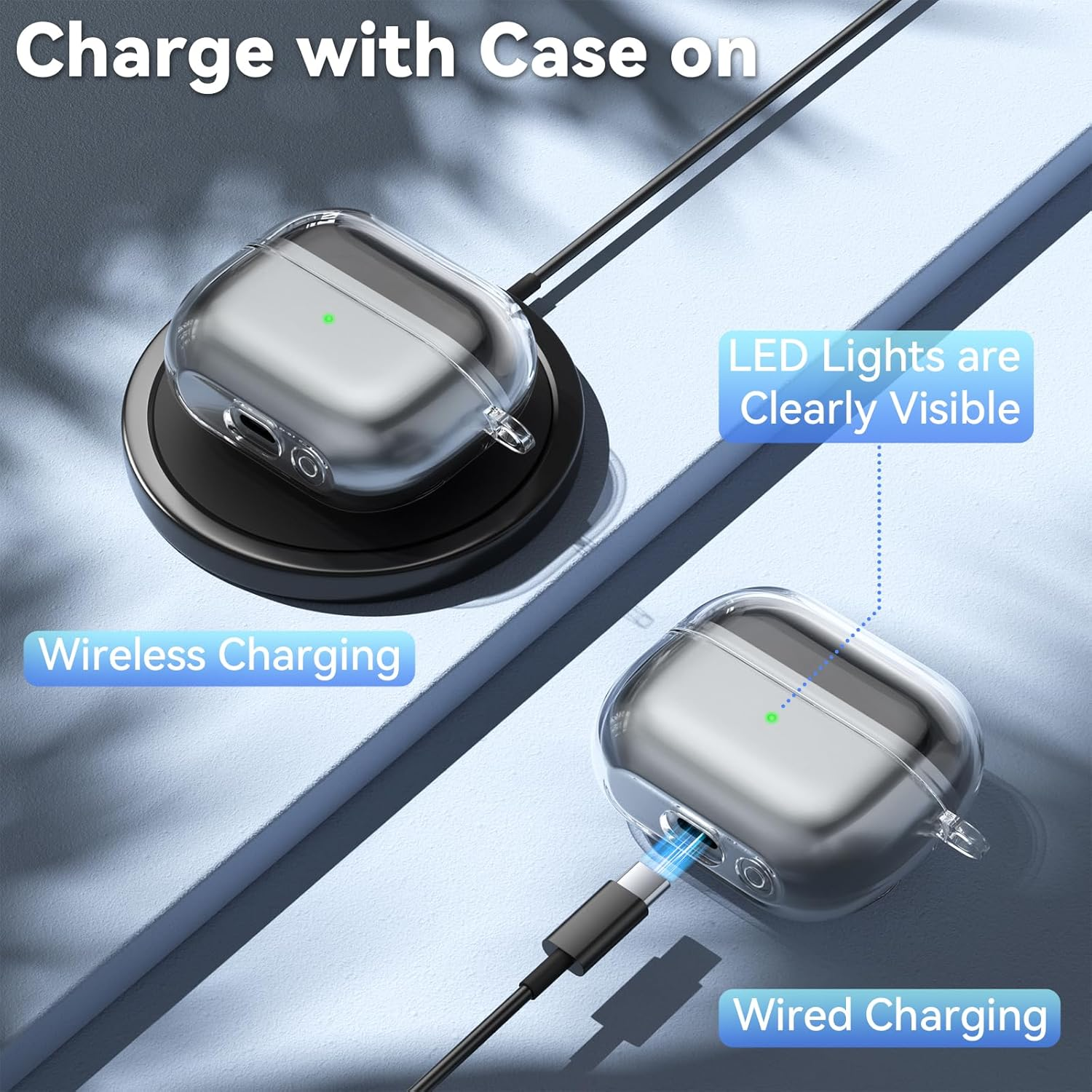 Leonids Case for Samsung Galaxy Buds 3/Galaxy Buds 3 Pro Cover, Anti-Scratch TPU Clear Case with Key Chain & Cleaner Kit for Galaxy Buds 3/3 Pro (Clear) image number 6