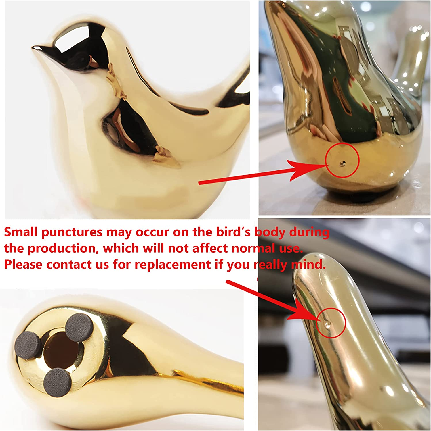 FANTESTICRYAN Small Birds Statues Gold Home Decor Modern Style Figurine Decorative Ornaments for Living Room, Bedroom, Office Desktop, Cabinets - Golden image number 2