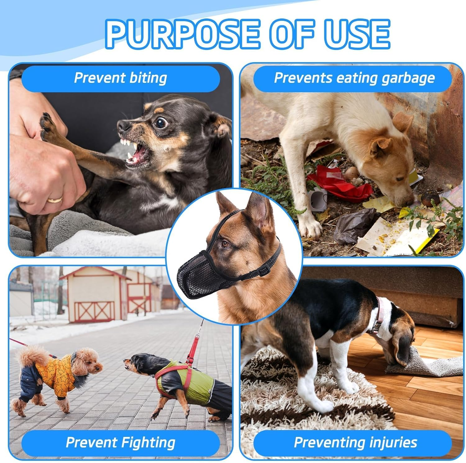 Muzzle for Dogs, Adjustable Puppy Muzzles, Breathable Pet Mask, Dog Training with Adjustable Shoulder Strap and Buckle, Muzzle for Small, Medium, Large Dogs (L) image number 1