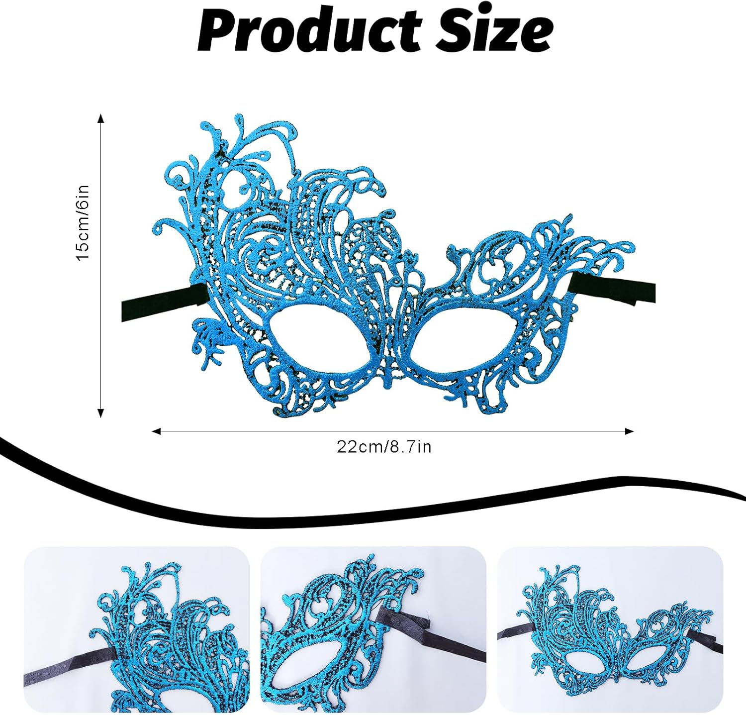 6 Pieces Masquerades Masks for Women Mardi Gras Mask Vintage Antique Mask Multicolored Lace Eye Mask Men Women Costume for Prom Carnival Dress Party Wedding image number 2