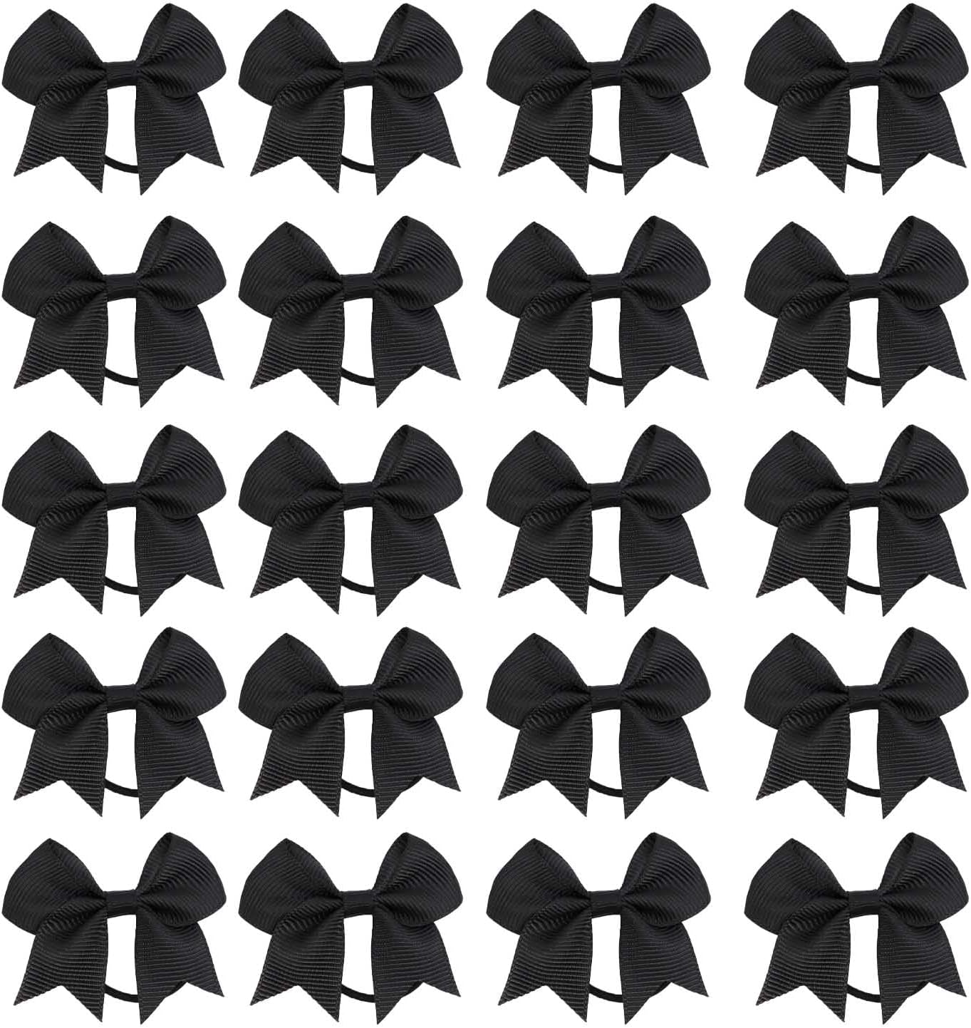 20 Pieces White Hair Accessories, White Hair Bow, Bows for Hair, Girls Bobbles Bows School Bands, Elastics Hair Bands for Girls (White)