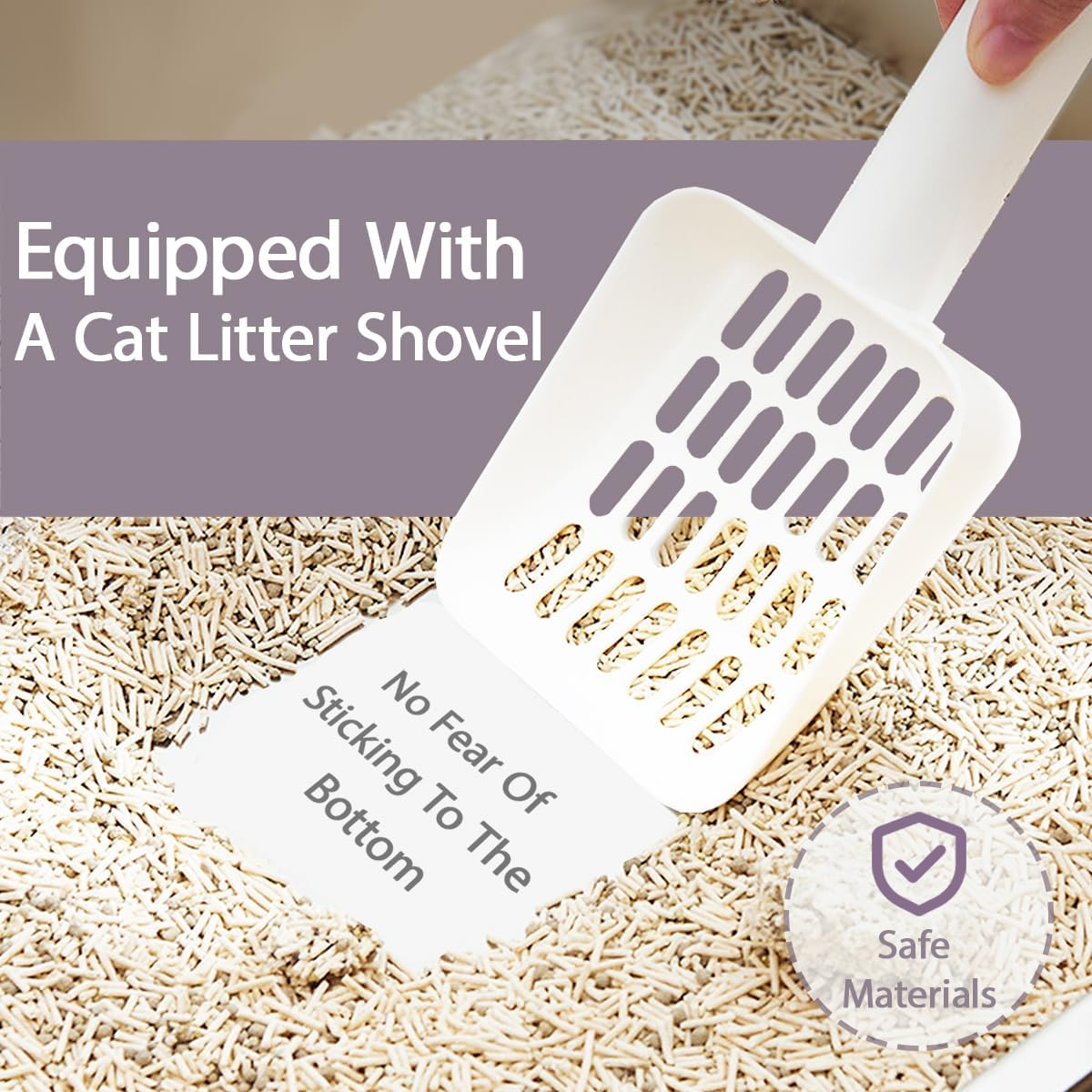 Blissify Enclosed Stainless Steel Litter Box, Large Kitty Litter Tray with Scoop & Drawer Design, Foldable Pet Toilet Box with High Sided, Anti-Leakage, Non-Sticky, Easy Cleaning, Grey image number 6