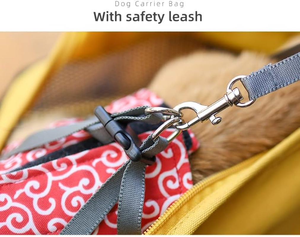Small Pet Carrier Travel Sling Bag, Dog Purse, Cat Carrier Pet Handbag, Breathable Mesh Design with Window for Small Dogs and Cats, Portable Panoramic Pet Bag(Yellow) - Yellow image number 5