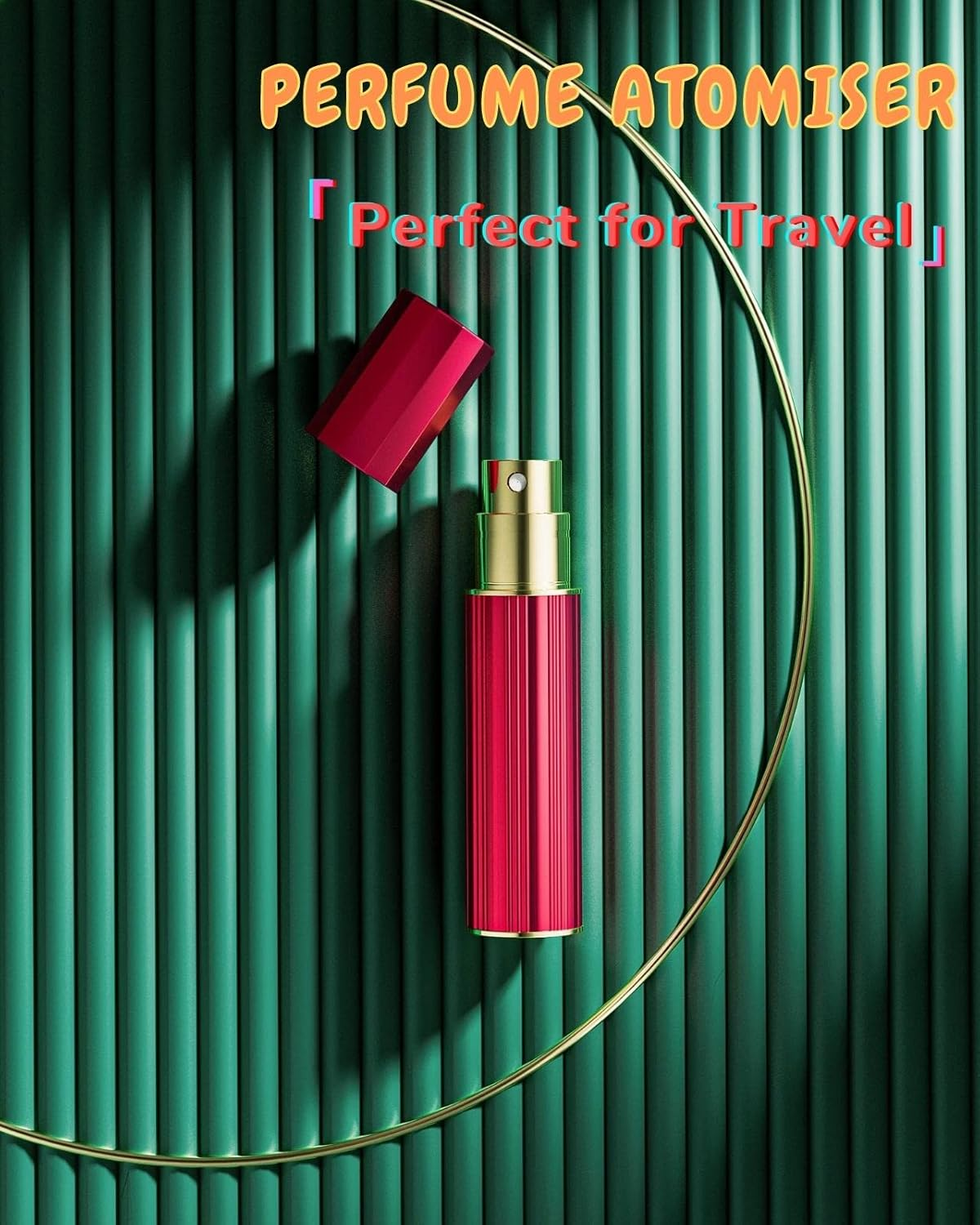 VVGAOGES Perfume Atomiser Refillable, Perfume Atomiser for Travel, Travel Bottles for Filling, Spray Bottle Small for Perfume, Empty Perfume Bottles for Travel 5 Ml (Green) - Gold image number 2