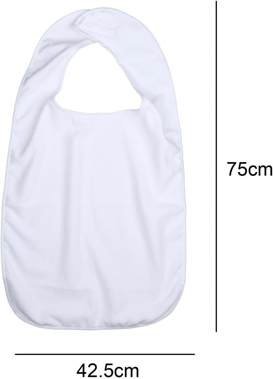 Adult Bib Waterproof Eldly Bib Adult Washable Dining Bib Mealtime Bib Clothing Protector for Elderly Men Women, White - White image number 3