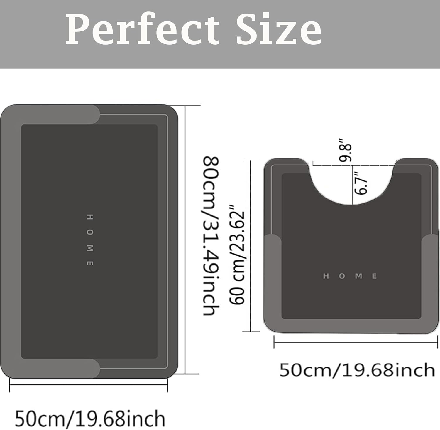 Bathroom Rugs Sets 2 Piece,Bath Mat and U-Shaped Toilet Rug,Non-Slip,Absorbent Easy Clean Bathroom Rugs,Quick Drying Diatom Rubber Bath Mats for Bathroom,Tub and Shower image number 4