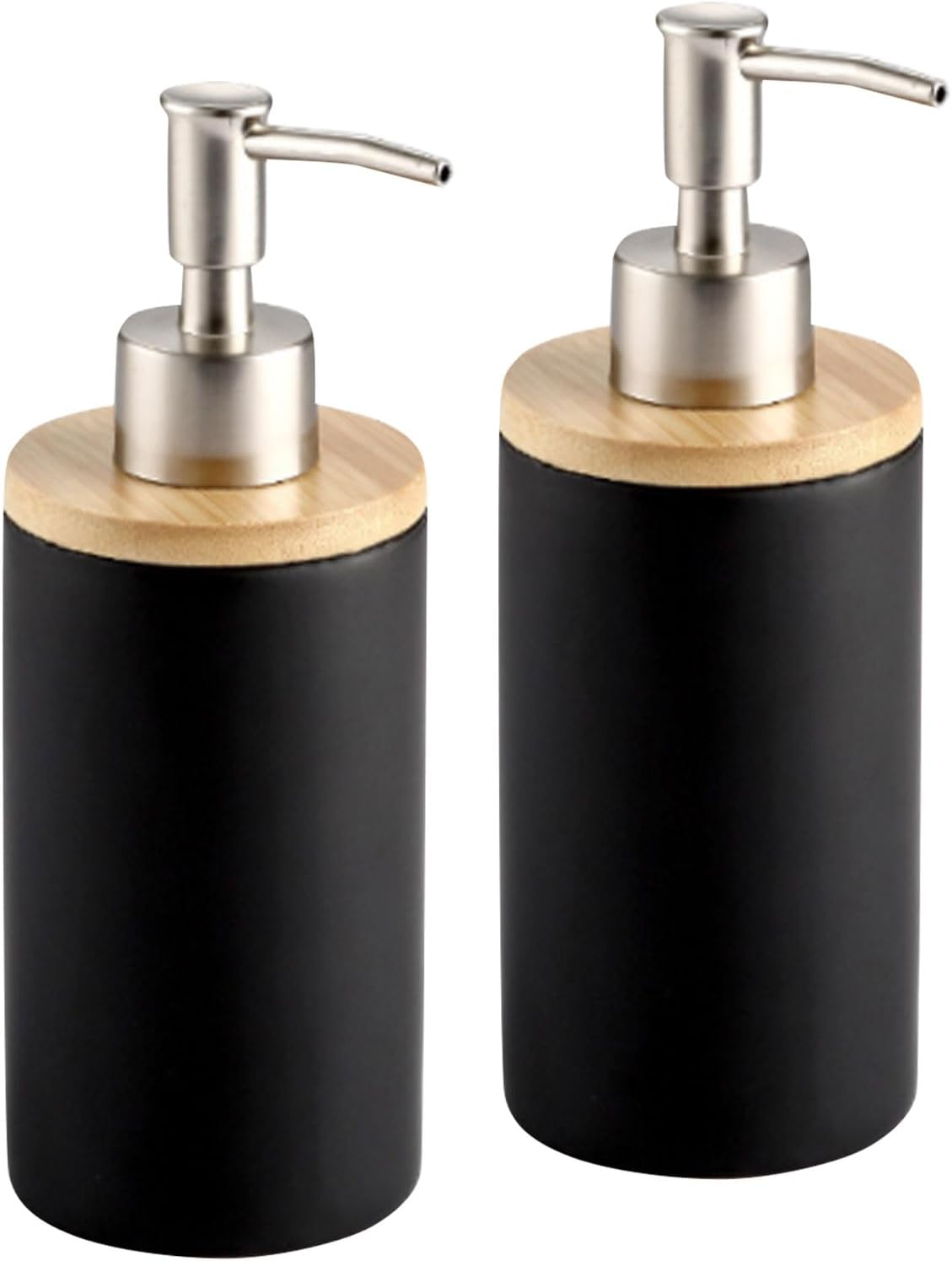 2Pcs Ceramic Dish Soap Hand Soap Dispenser, 400Ml Hand Soap Dispenser Set Kitchen Decorative Pump Jar Dispenser Refillable Liquid Wash Dispenser Bottle for Bathroom, Countertop, Kitchen (Grey)