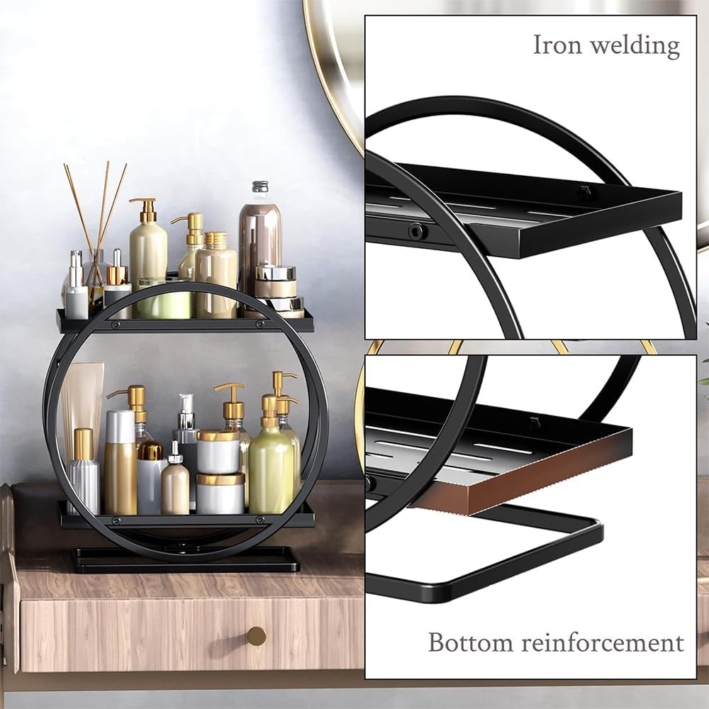 2-Tier Makeup Organizer for Vanity &ndash; Large Capacity Skincare & Perfume Storage Rack, Countertop Cosmetic Display Tray for Bathroom, Dresser, Bedroom Decor