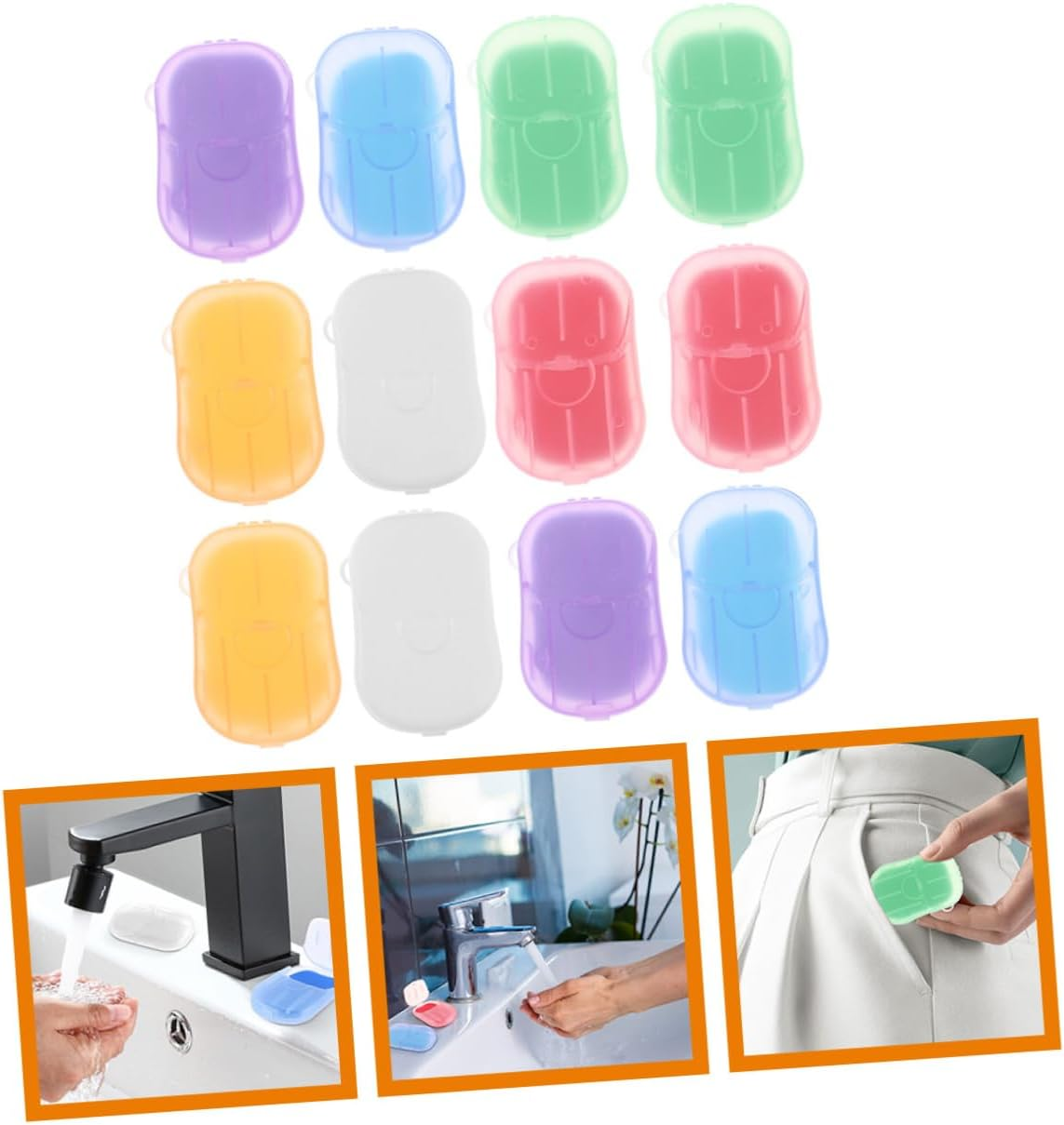 SUPVOX 12 Boxes Travel Soap Sheets for Hand Wash Rose Jasmine Lavender Milk Orange Scented Portable Cleaning for Camping Hiking Outdoor Activities image number 6
