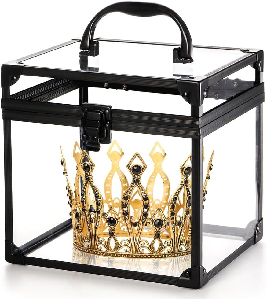 Portable Makeup Box, Aluminium Beauty Cases, Acrylic Display Case, Toiletry Cosmetic Box, Transparent Case, Travel Makeup Tools Container, with Latches and Handle, Black image number 1