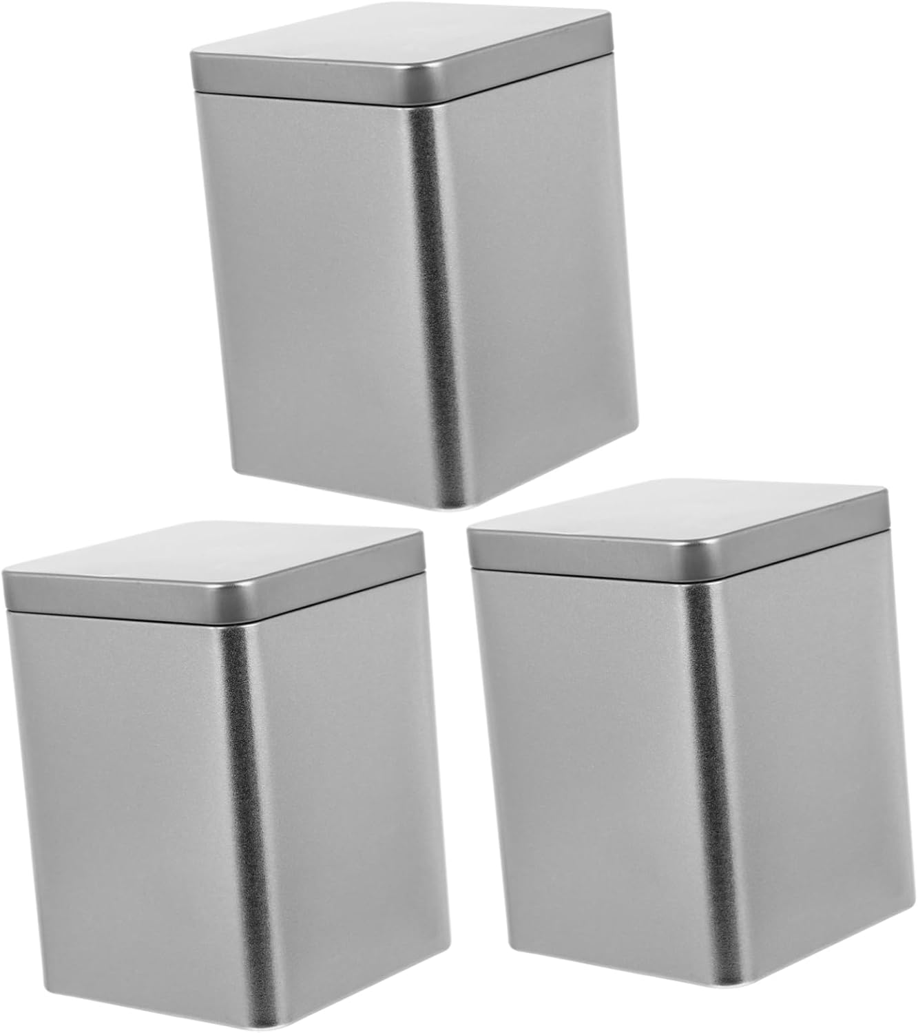 3Pcs Mini Metal Tea Storage Can Packaging Box Portable Wrapping Container Multi-Purpose Can for Home Shop Tea Store Use Silver Color image number 4