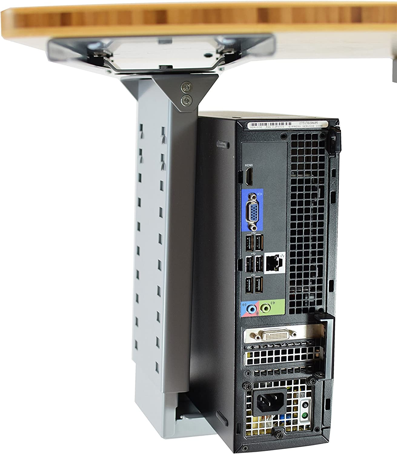 Swiveling Sliding Under-Desk Computer CPU Holder Adjustable Height Width Pc Tower Mount Swivels 360 Slides in and Out Ergonomic Office Desktop Sit Stand Standing Desk Accessories Accessory Metal image number 1