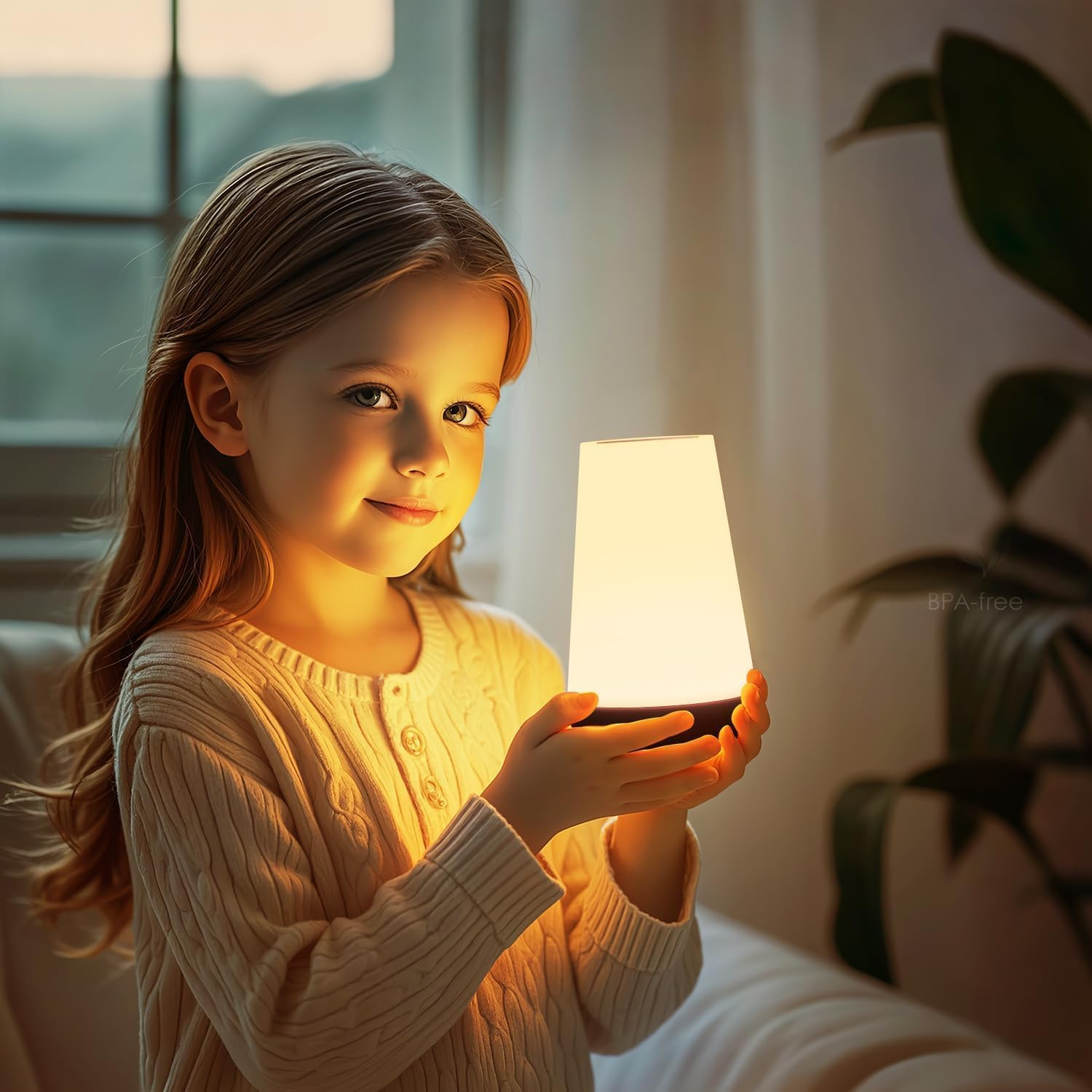 Portable Bedside Lamp, Touch Light, Desktop Sensor Controlled Bedside Lamp with Fast USB Charging Interface, Level 5 Adjustable Warm White Light and Adjustable Multiple Colors for Bedroom/Office image number 4