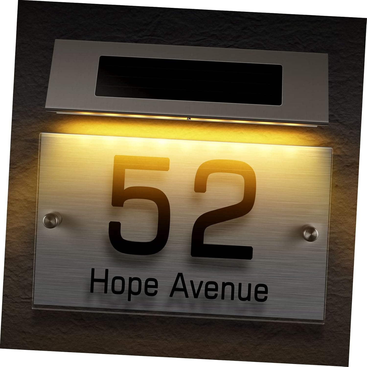 IWOWHERO Outdoor Solar House Number Lamp Led Address Diy Acrylic Easy to Install for Night Use image number 1