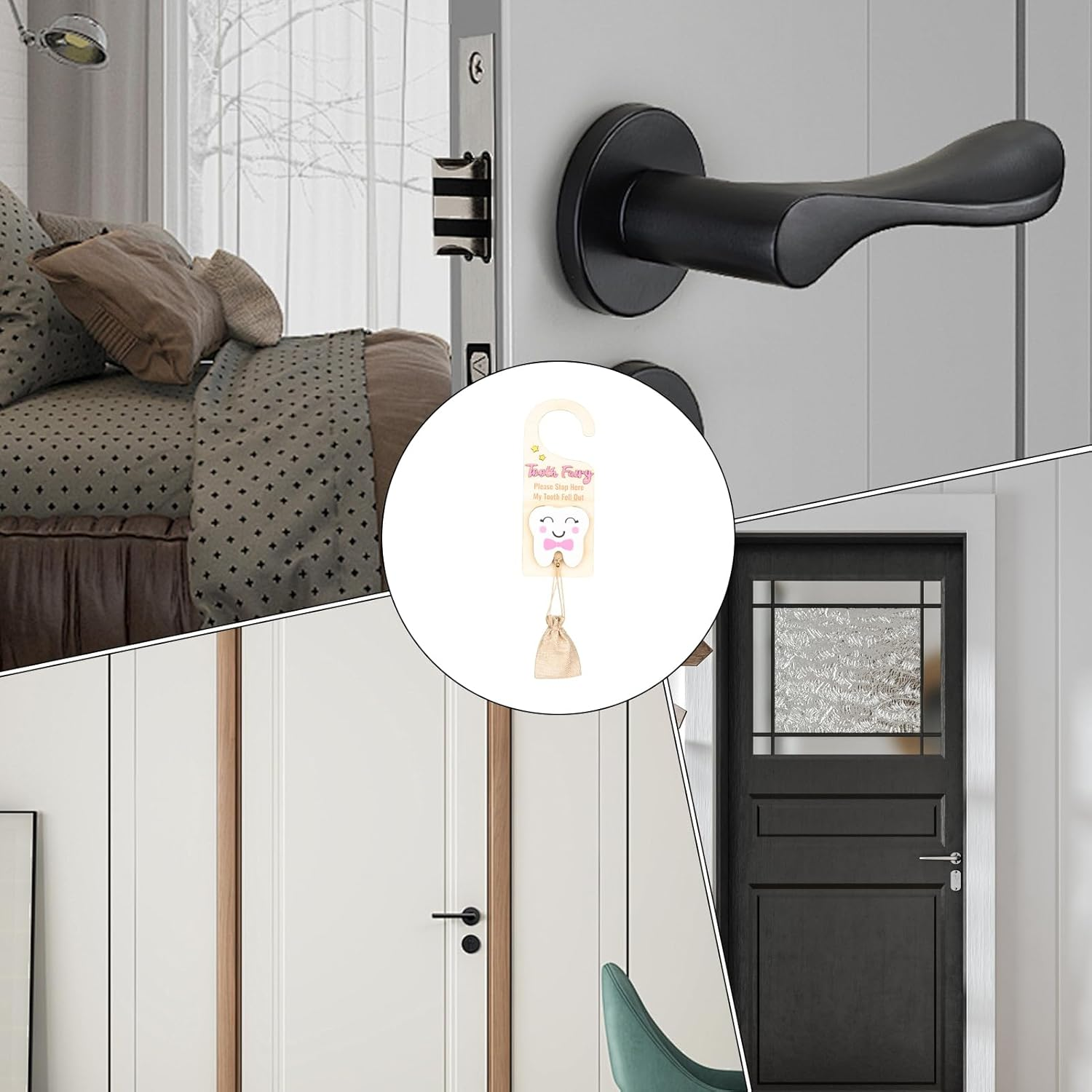 Tooth Fairy Hanger | Tooth Fairy Box with Money Slot | Wooden Keepsake Box with Pouch, Cute Souvenir for Boys Girls Kids Home Decoration - Blue image number 2