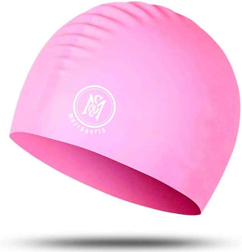 Swimming Caps for Kids- 100% Silicone Waterproof Durable and Odour Free Swim Hat - Stretchable, anti Slip Swim Cap - Swimming Hat for up to 5-12 Years with Protective Pouch