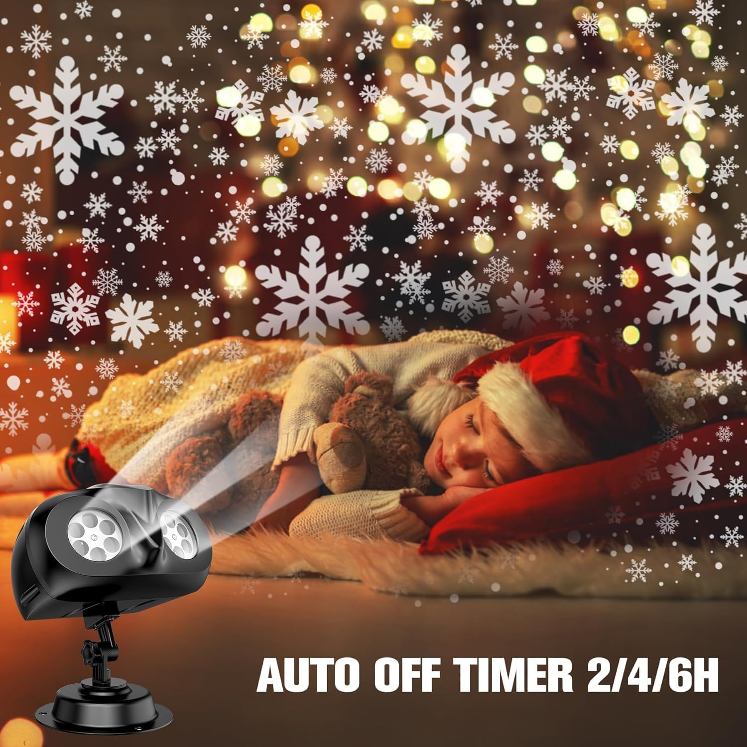 Christmas Double Head Snowflake Projection Lights, Outdoor LED Christmas Lights IP65 Waterproof,Dynamic Rotating Snow Lamp Brighter LED Landscape for Halloween Xmas Party Wedding Holiday Garden image number 3