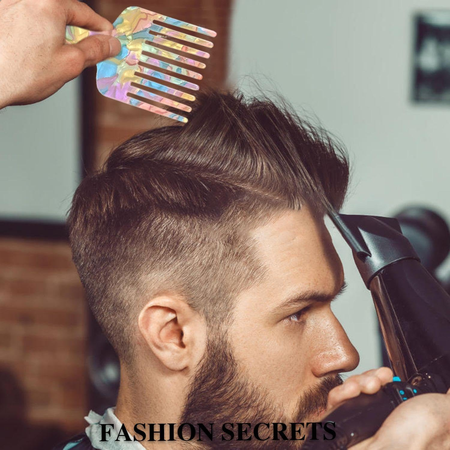 3 Fine Tooth Massage Hair Combs, Fashionable Marble Pattern Hair Combs, Hairstyle Finishing Tools, Hairdressing Supplies for Men and Women image number 2