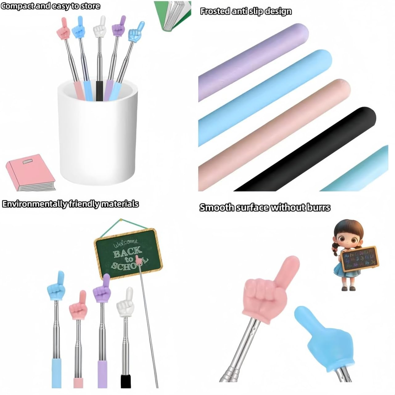 DOLANFYE Children Finger Reading Stick Point Reading Pen Kindergarten Student Teacher Teaching Reading Picture Book Finger Shape Mini Pointer Stick - Blue image number 5