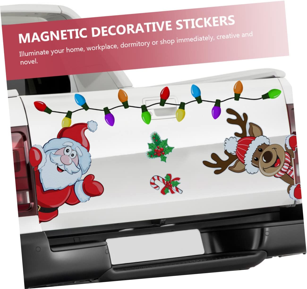 KOMBIUDA Elk Bell Car Magnet Christmas Decor Refrigerator Sticker for Holiday Party Window Doorway Decoration image number 2