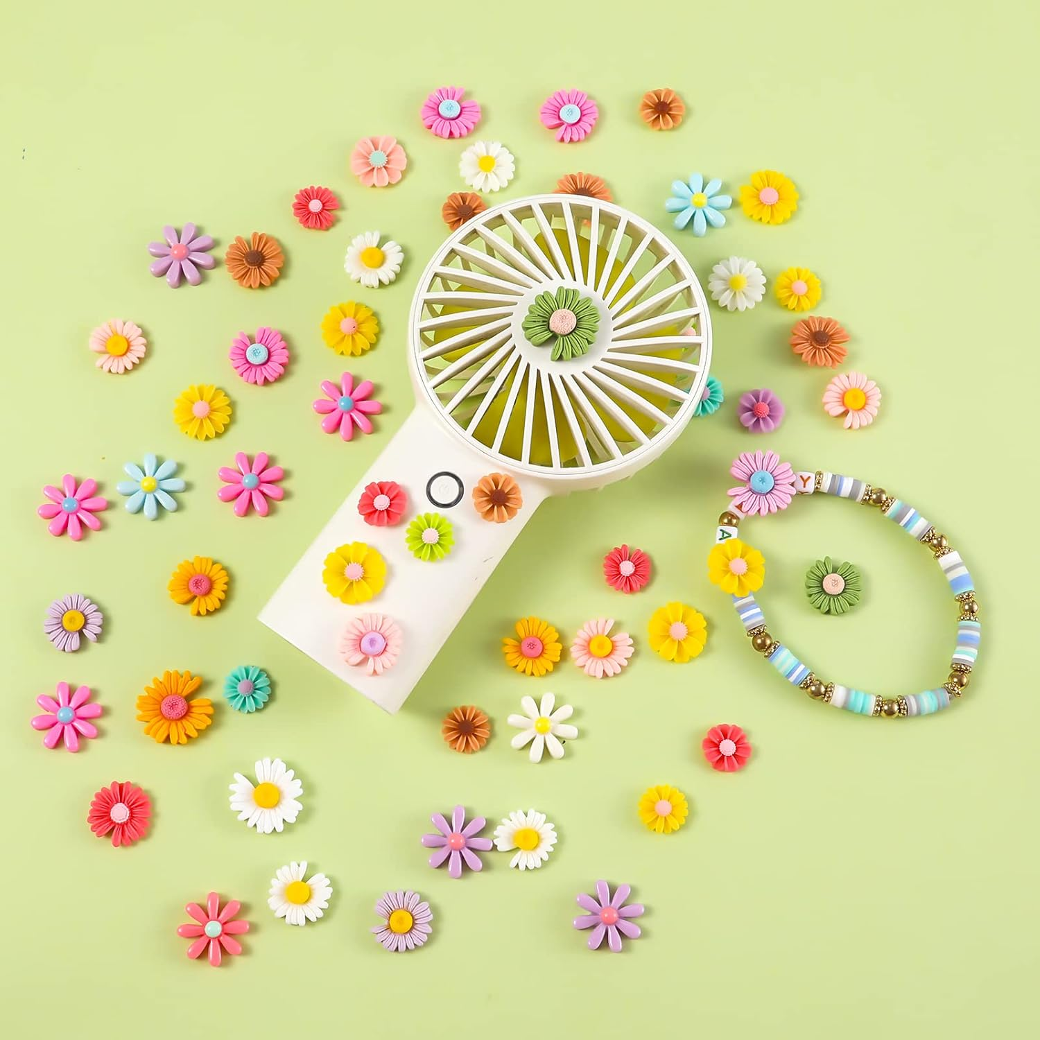 KINBOM 100Pcs Flower Resin Charms, Flatback Resin Beads Daisy Beads for DIY Scrapbooking Jewelry Making Craft Decorations (Mixed Colors) image number 1