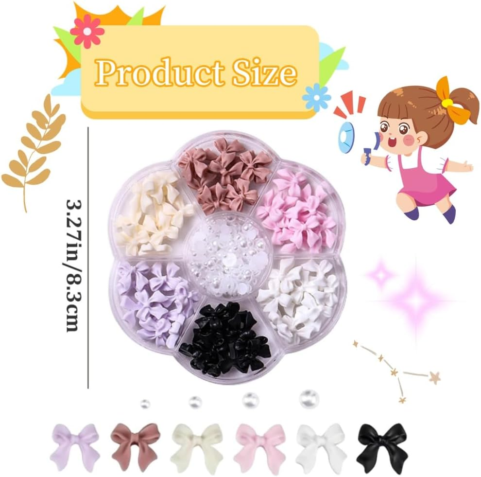 3D Colorful Aurora Bow Nail Art Decoration, Colorful Bow Charms for Nail Art Charms Nail Decorations Set for DIY Jewel Stones Nail Art Manicure Craft Decoration image number 3