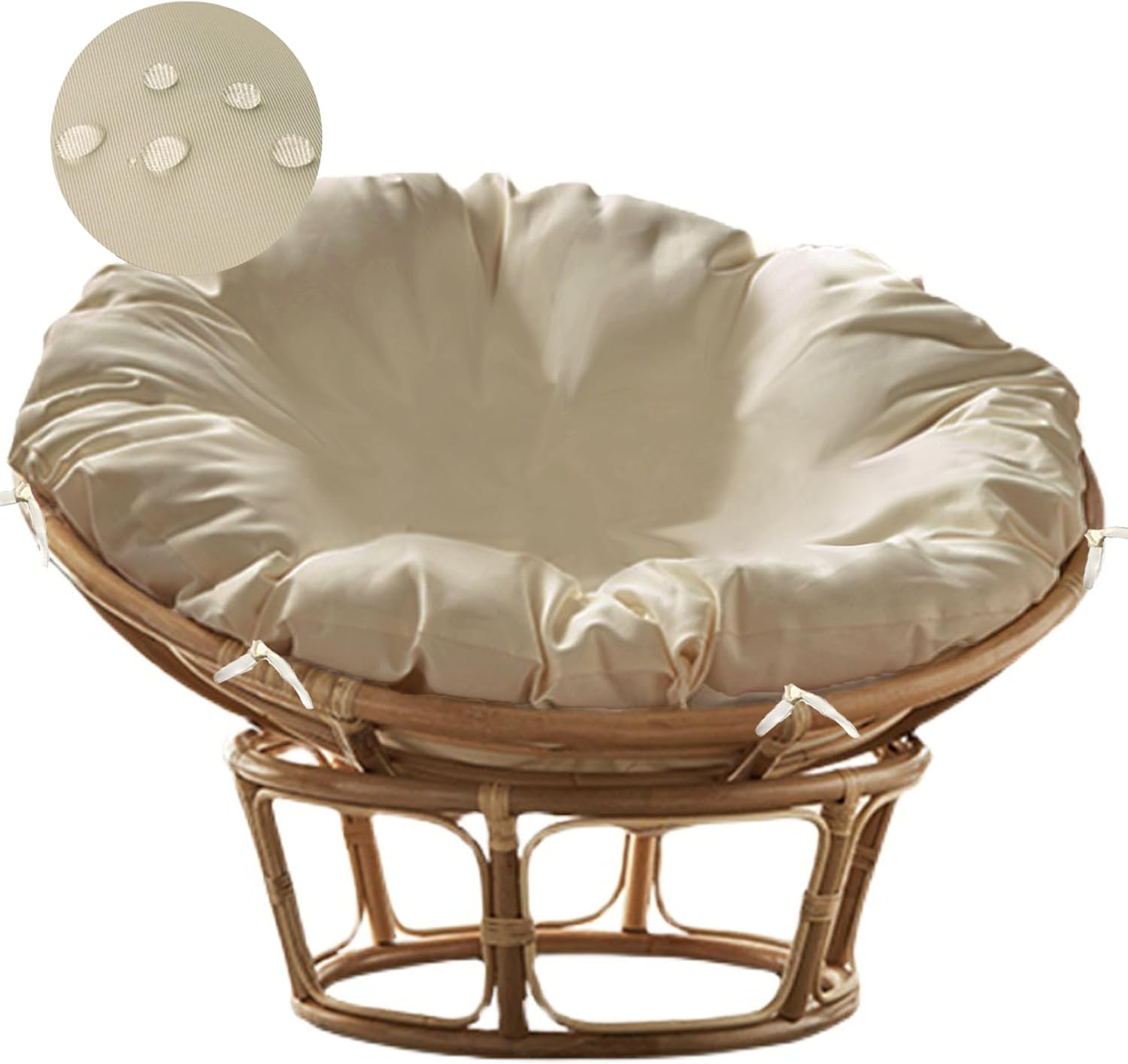 Sqodok Papasan Cushion Cover Only, 50In, Beige, Quilted, Water Resistant, Machine Washable, Indoor/Outdoor, Porch Swing, Sofa, Papasan Chair image number 3