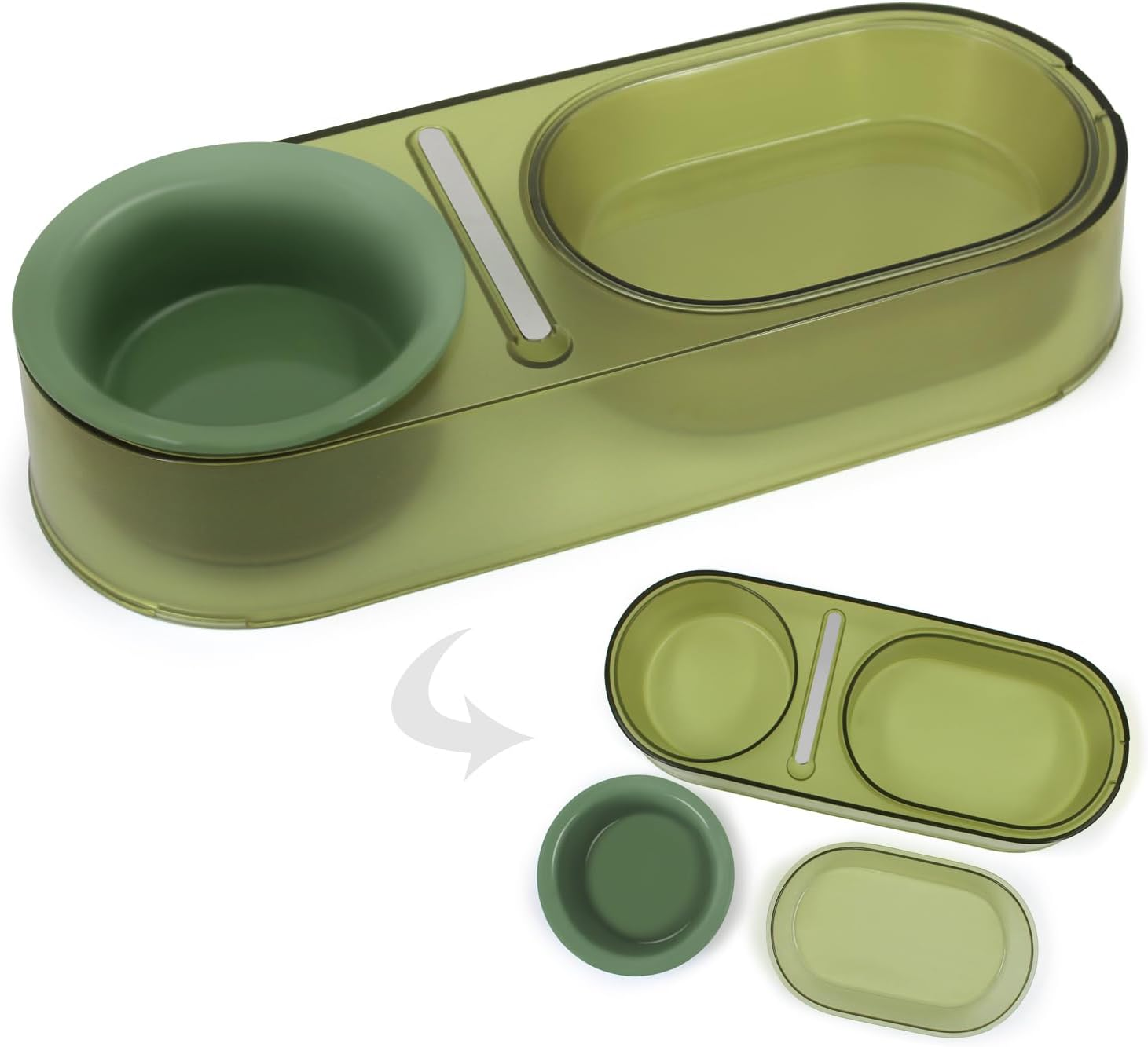 SONGWAY Ceramic Cat Food Bowl - Double Cat Bowls for Wet Food and Water, Cat Feeding Bowls, Multi-Purpose Pet Bowls for Indoor Cats Kittens Puppies, Green image number 5