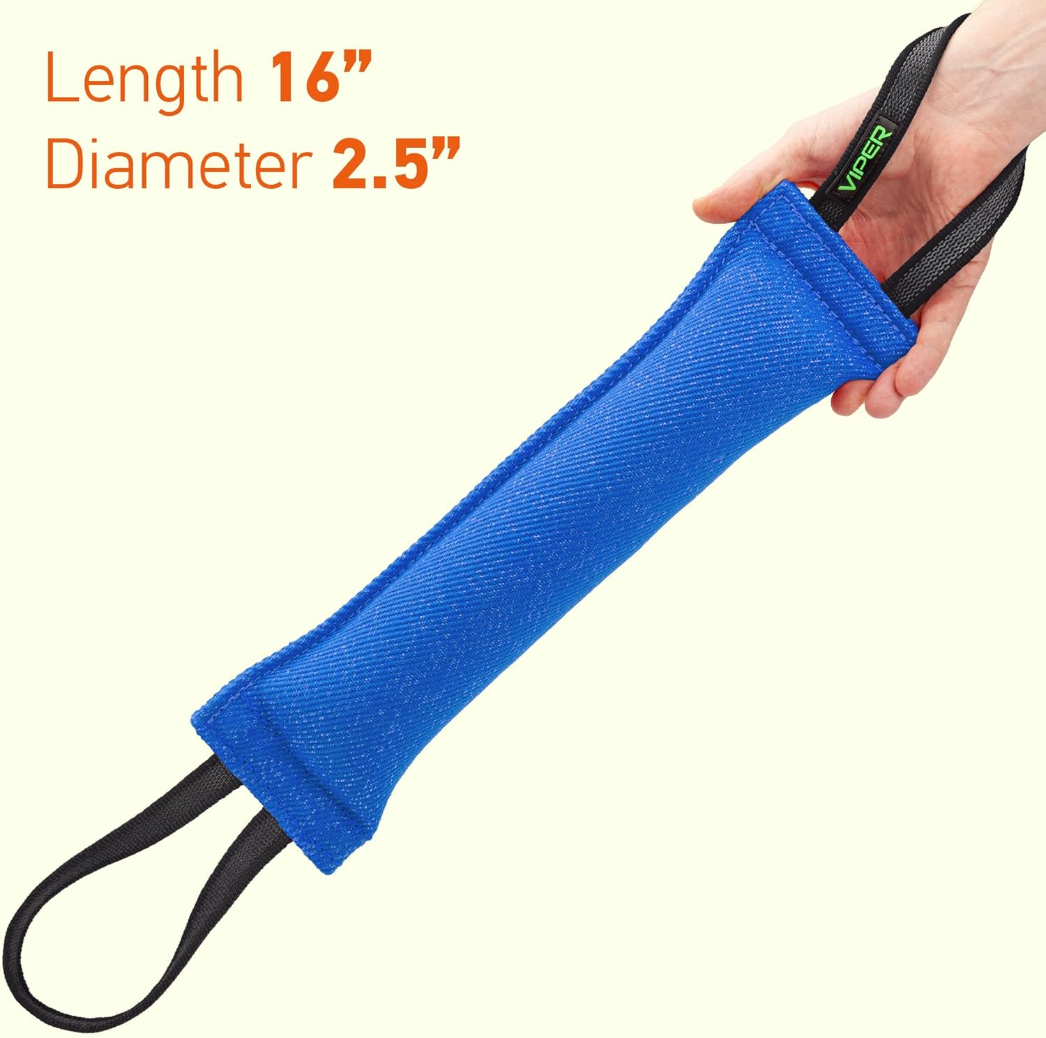 Viper Synthetic K9 Tug Toy Reward with Two Handles for Adult Dogs and Puppies. Ruber Handles, Blue, 12 X 2 image number 4