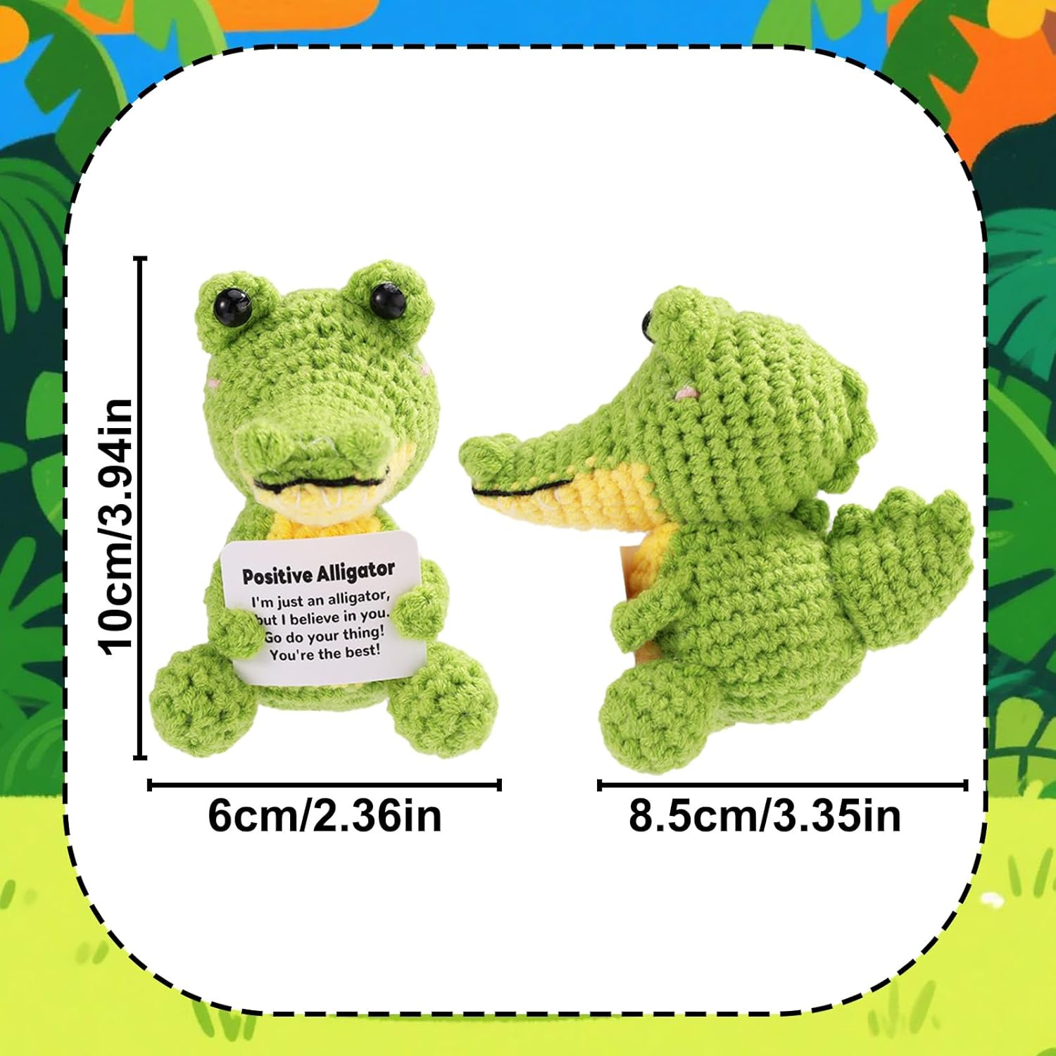 TOYMIS Positive Crochet Crocodile, Mini Cute Crochet Crocodile with Encouraging Card Incentive Crocodiles Gifts Emotional Plush Dolls for Friends Family image number 6