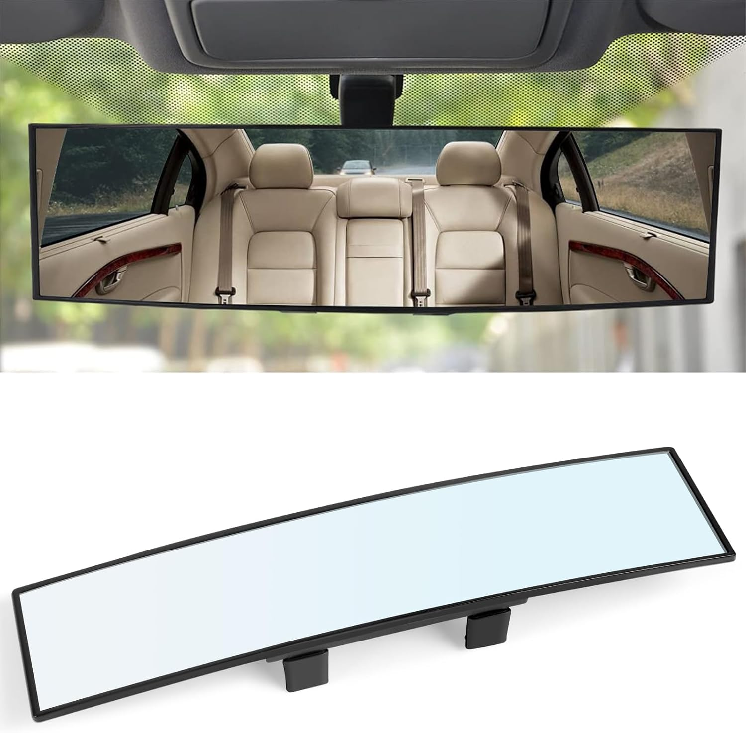 Velmoriah 12 Inch Panoramic Rear View Mirror &ndash; Convex Clip-On Wide Angle HD Mirror for Cars, Suvs & Trucks, Reduce Blind Spots, Universal Interior Fit, Anti-Glare, Clear Vision for Safer Driving image number 2