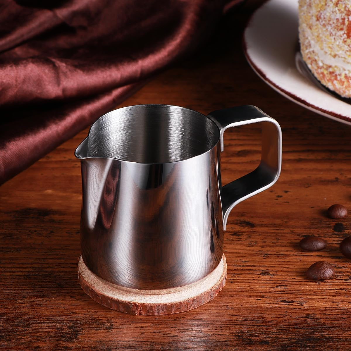 ADOCARN Stainless Steel Milk Frothing Pitcher 100Ml Silver Latte Art Cup Coffee Frother Jug for Home Kitchen Cappuccino Brewing image number 6