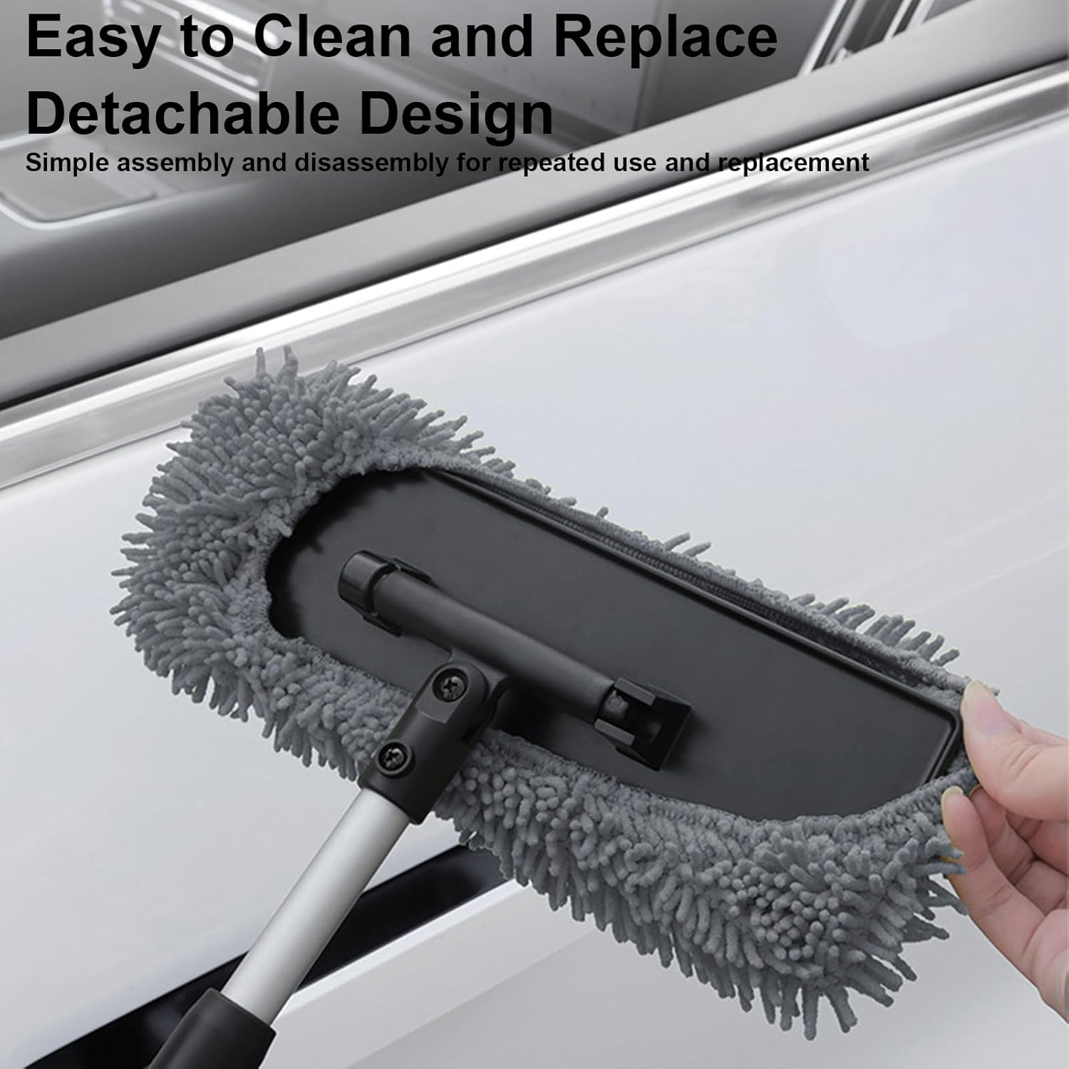 Car Windshield Cleaner Tool - Frost Removal Telescopic | Car Wash Mop | for Floors Truck Automotive Window Cleaning Wash Glass Detailing - Grey image number 2