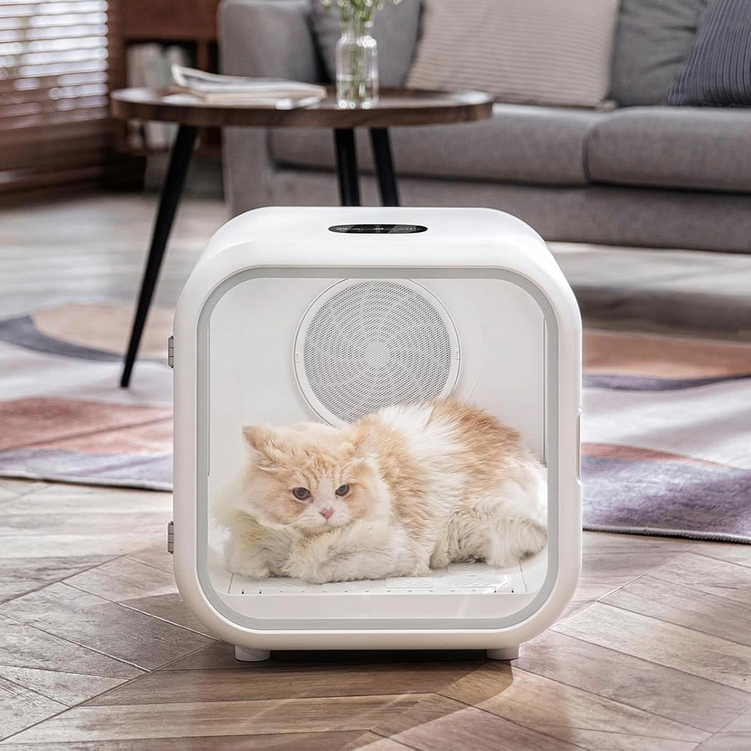 62L Pet Cat Dryer Box, 360&deg; Efficient Automatic and Quiet Box with Smart Temperature Control, Ideal for Cats and Medium Dogs (White New) image number 1