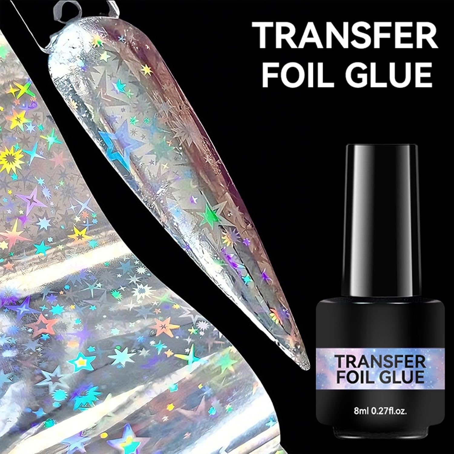 Nail Foil Glue - 8Ml Strong Adhesion - UV Light Needed Nail Foil Transfer Glue | for Women Home Salon Fingernails Stickers Adhesive Design Decoration image number 4