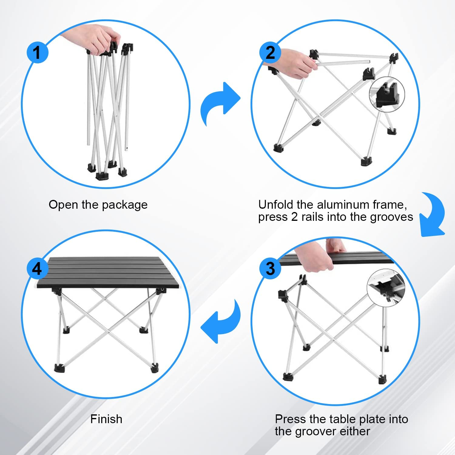 Folding Camping Table Portable Lightweight Beach Table for Sand Outdoor Foldable Side Table Ultralight Aluminum Picnic Table with Carry Bag image number 2