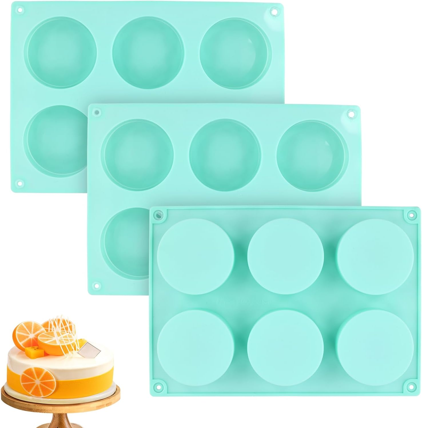 3Pcs Cake Puck Template Set, 6-Cavity Silicone Cake Moulds for Baking round Chocolate Cake Stencil Cake Baking Molds Supplies for Cake, Candy, Chocolate, Dessert image number 4