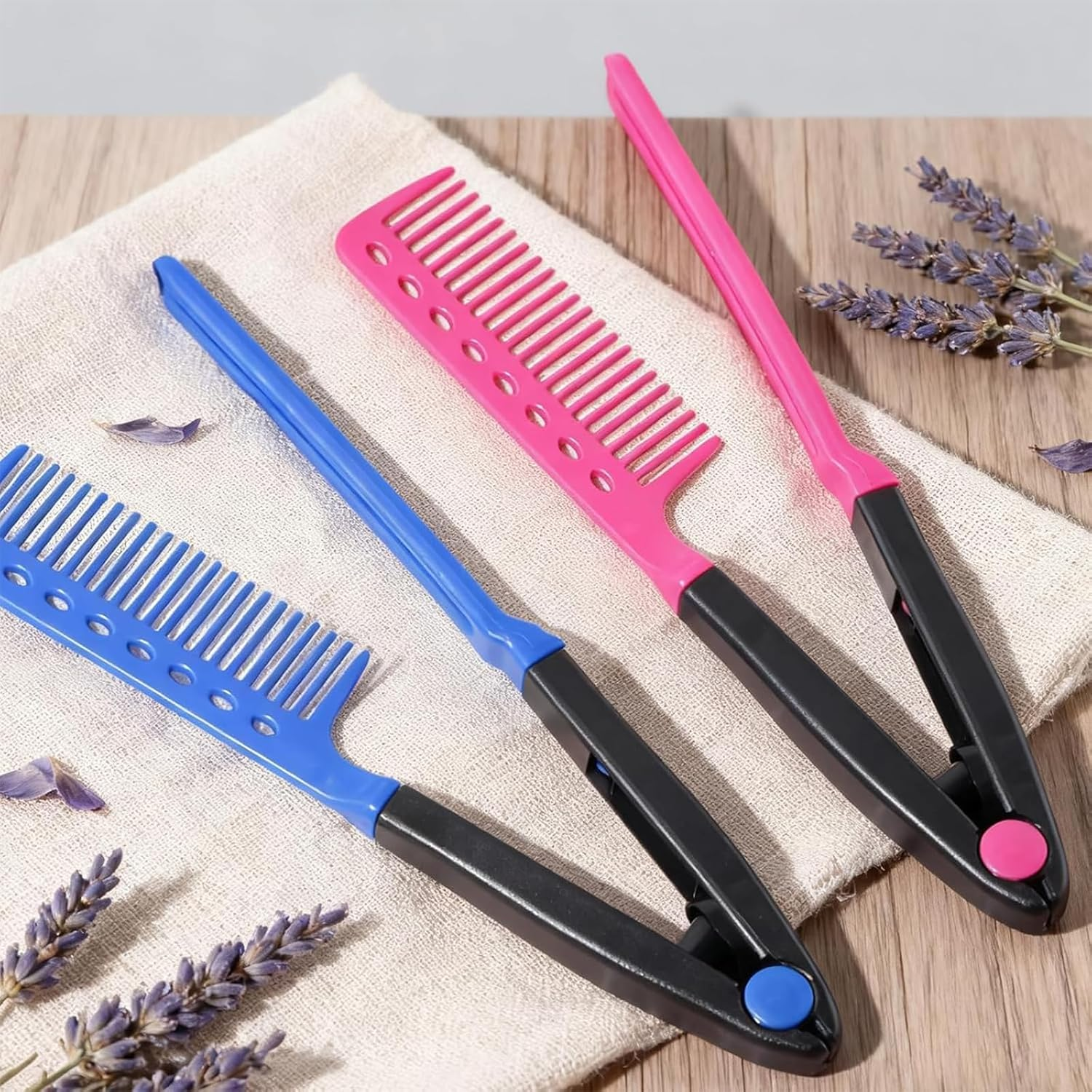 3 PCS Hot Comb, Hair Comb for Women, V-Shaped Styling Combs in Pink, Rose & Blue, Detangling Hair Combs for Daily Styling, Travel & Salon Use, Wet to Dry Hair Transformationhot Comb image number 4
