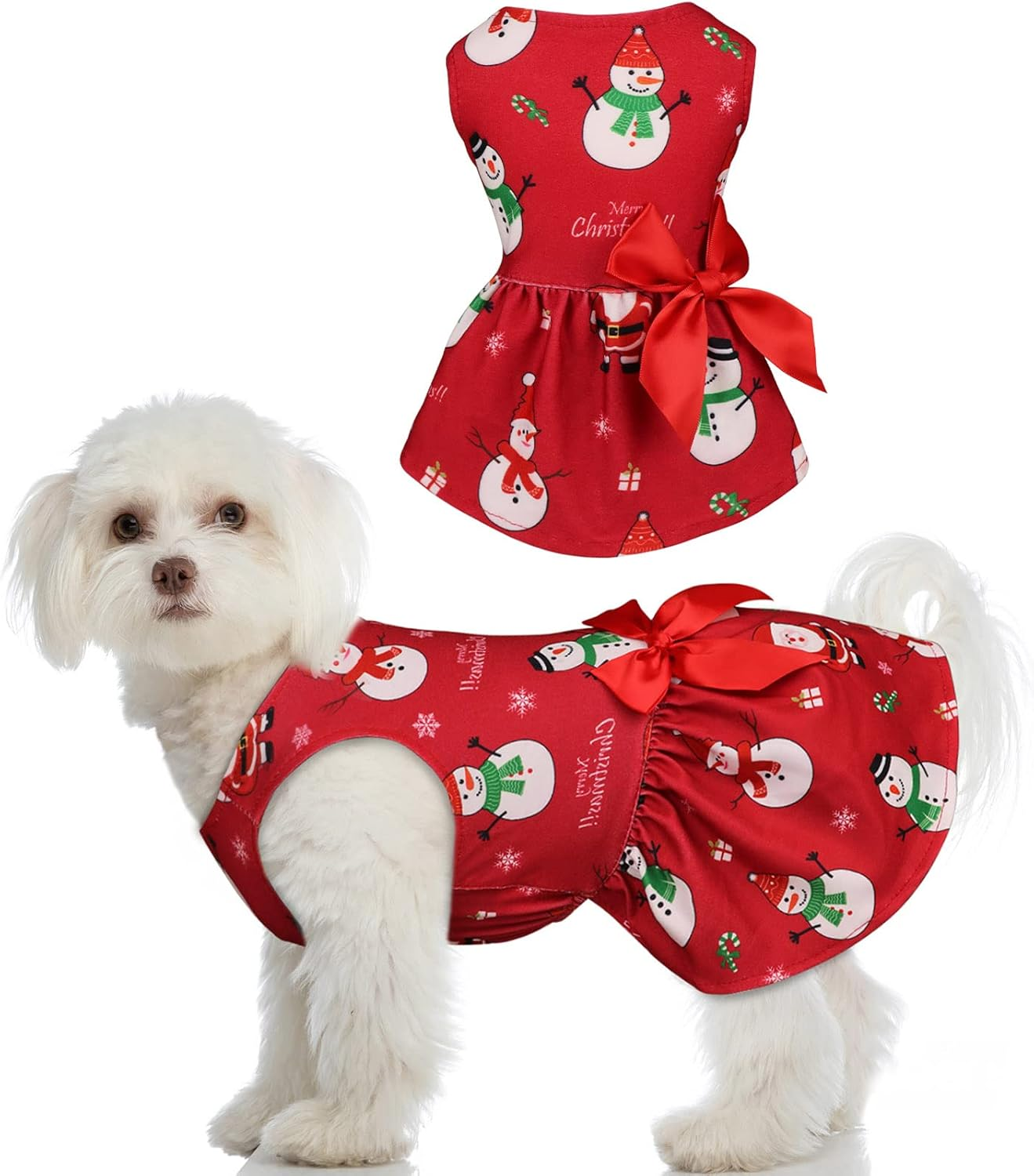 Dog Halloween Costumes Girl Dog Halloween Dress Stretchy Funny Dog Costumes Puppy Clothes with Bowtie Dog Outfit for Small Dogs Cats Puppy(L)
