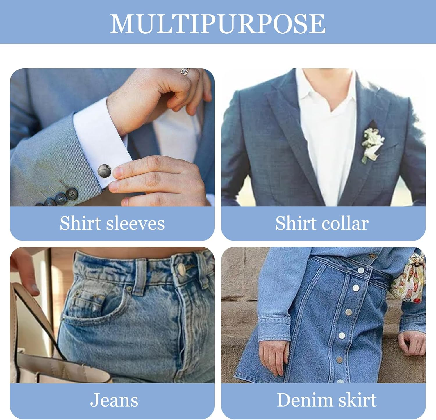 6 Pcs Mixed Color Collar Extenders, Adjustable Elastic Button Extender, Button Extender for Trousers Add Length, Elegant Collar Extenders Elastic Button for Expansion of Collar, Neck, Trousers image number 5