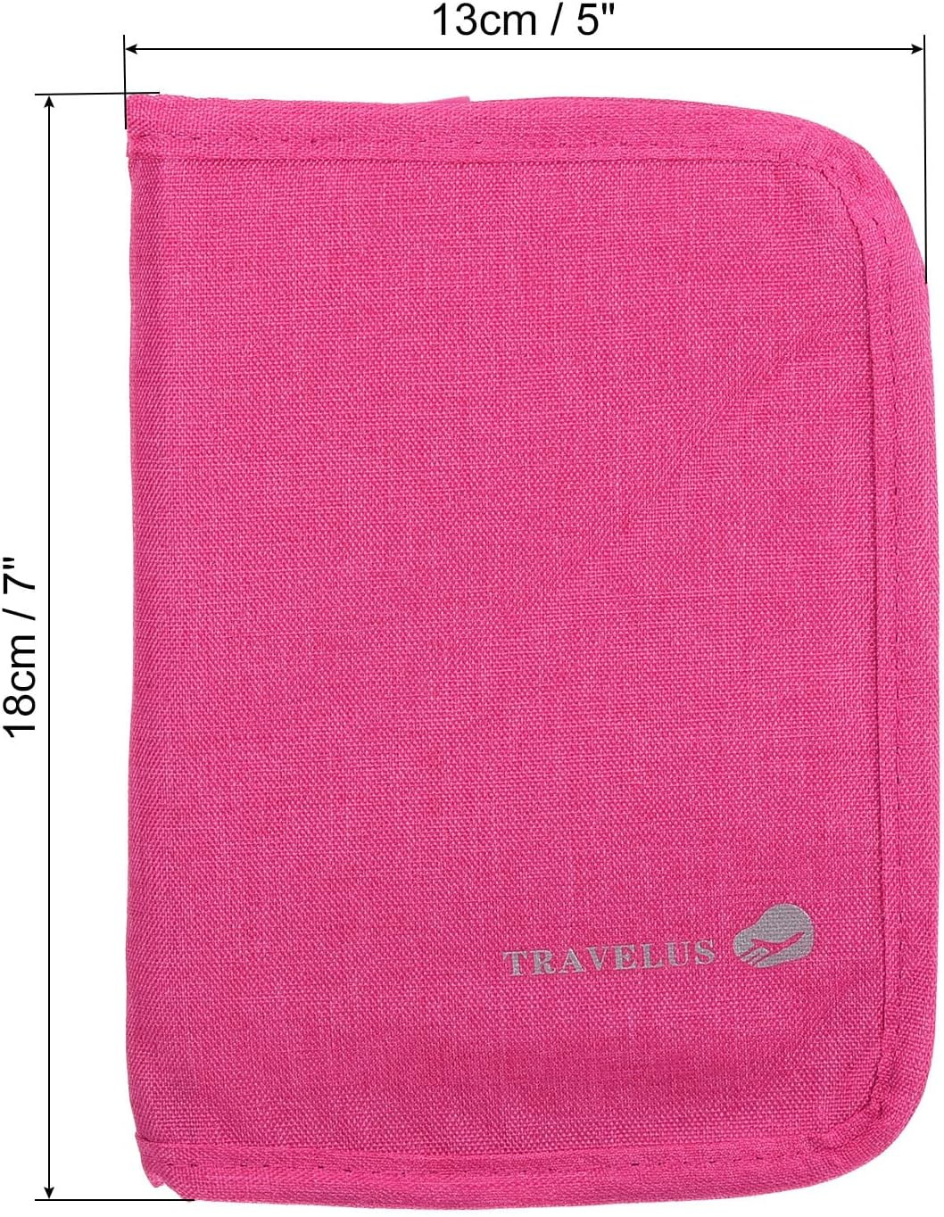 Uxcell Travel Document Organizer, Travel Passport Wallet Family Passport Holder RFID Blocking Clutch Bag Card Case for Women & Men, Rose Red image number 5