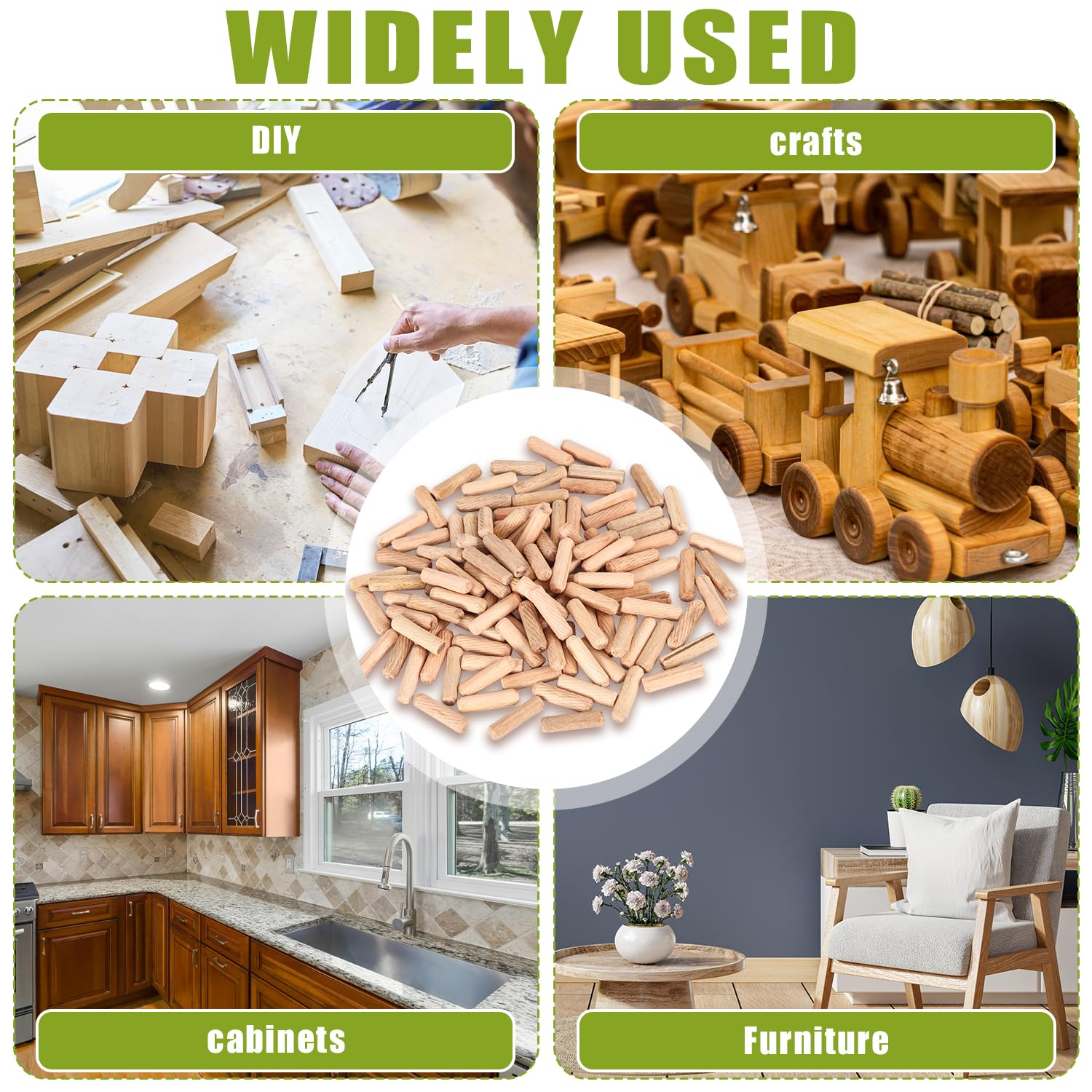 120Pcs Wooden Spikes, Wooden Spikes 8X30 Mm, Multifunction Screw Hole Cap for Wood Colic Wood Repair Furniture Fasteners