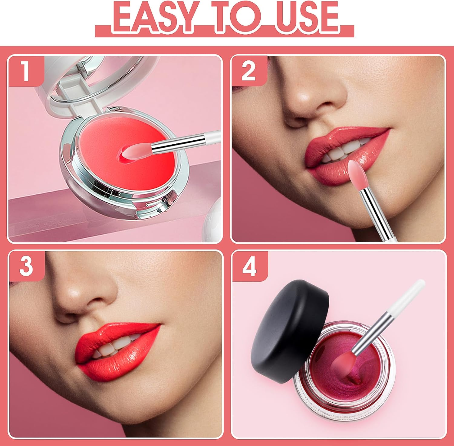 9PCS Reusable Lip Balm Applicator - Silicone Lipstick & Eyeshadow Brushes - Cream Lip Mask Beauty Tool Kit