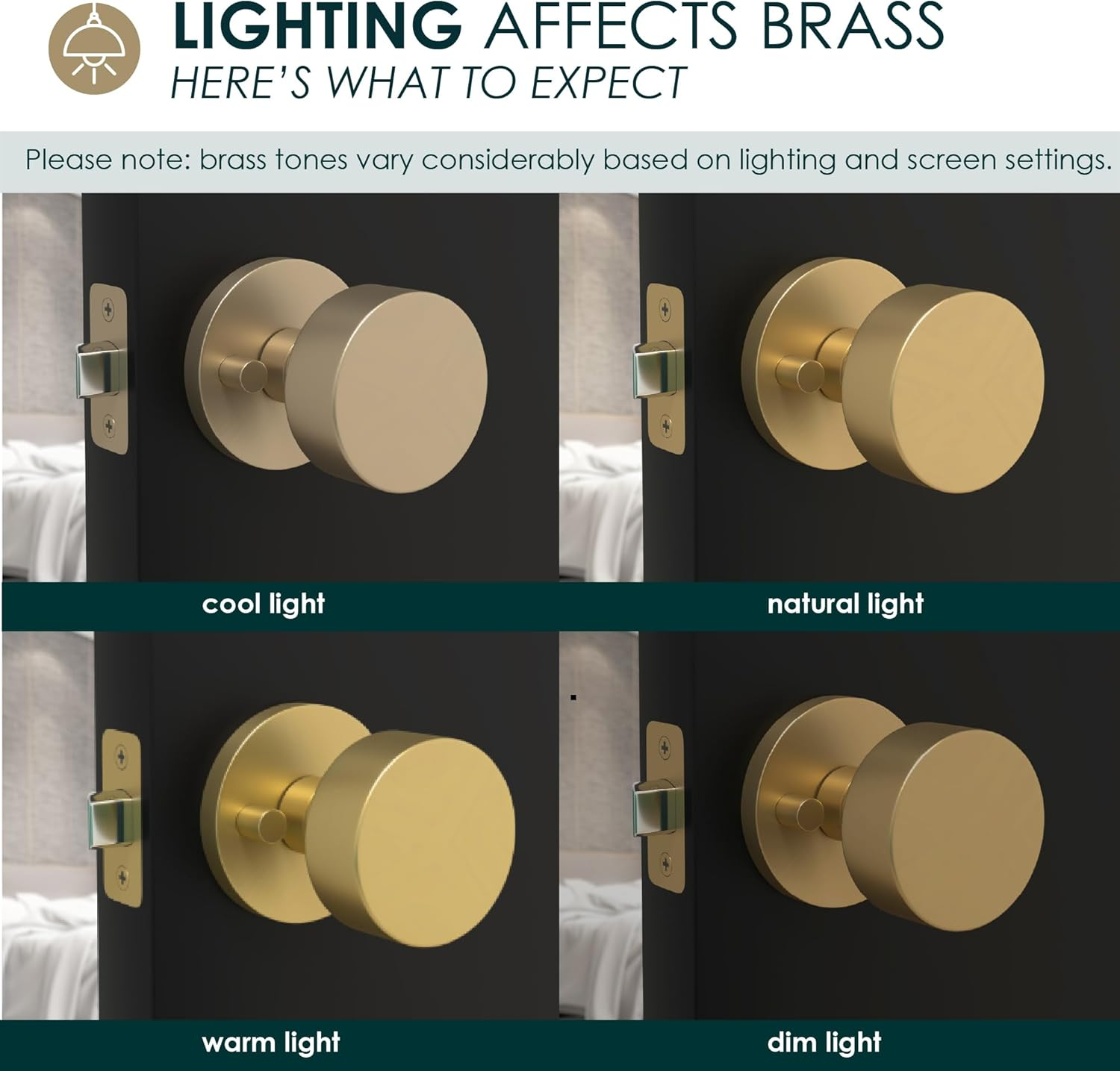 Mega Handles Privacy I Door Knob for Hallway, Closet and Bathroom I Reversible Heavy Duty Design I Fits All Standard Door Sizes I Screws Included - Satin Brass (1 Pack) image number 3