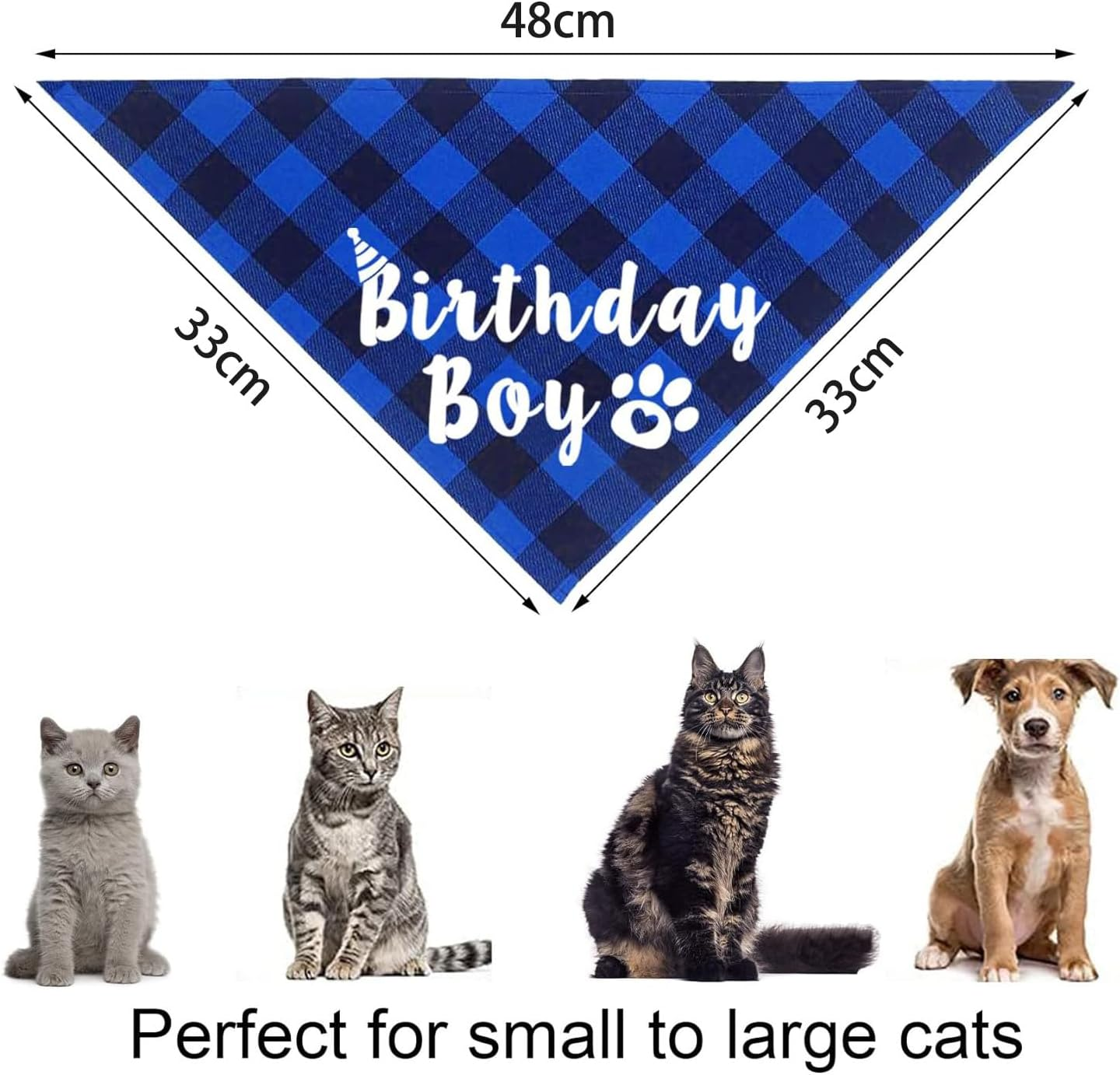 Cat Birthday Bandana, Cat Birthday Boy Girl Hat Scarfs Flag Balloon with Cute Doggie Birthday Party Supplies Decorations image number 2