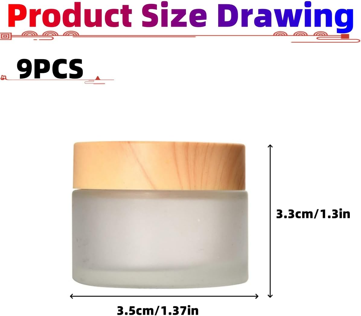 9PCS Glass Bottles, Glass Cosmetic Container with Lid, Refillable Matte Cosmetic Cream Jar round Small Wood Grain Lid, for Makeup, Lip Scrub, Body Lotion, Eye Cream Sample Diy(10G/Ml) image number 6